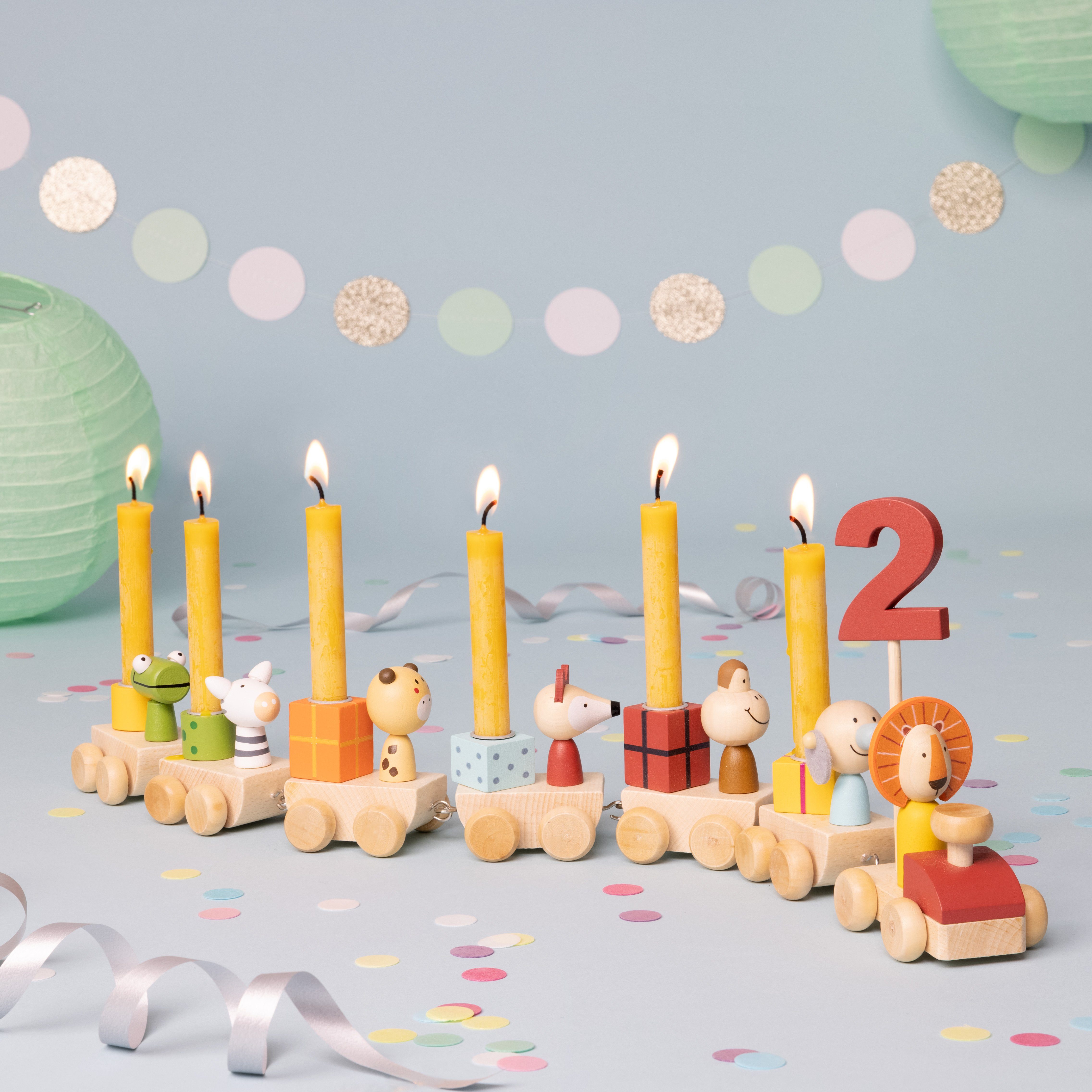 Navaris Spielzeug-Zug, Holz Geburtstagszug mit Zahlen - Zug Set für Kinder  Geburtstag - Kerzen Geburtstagskerzen für Kindergeburtstag - Kerzenhalter  Kerzenzug