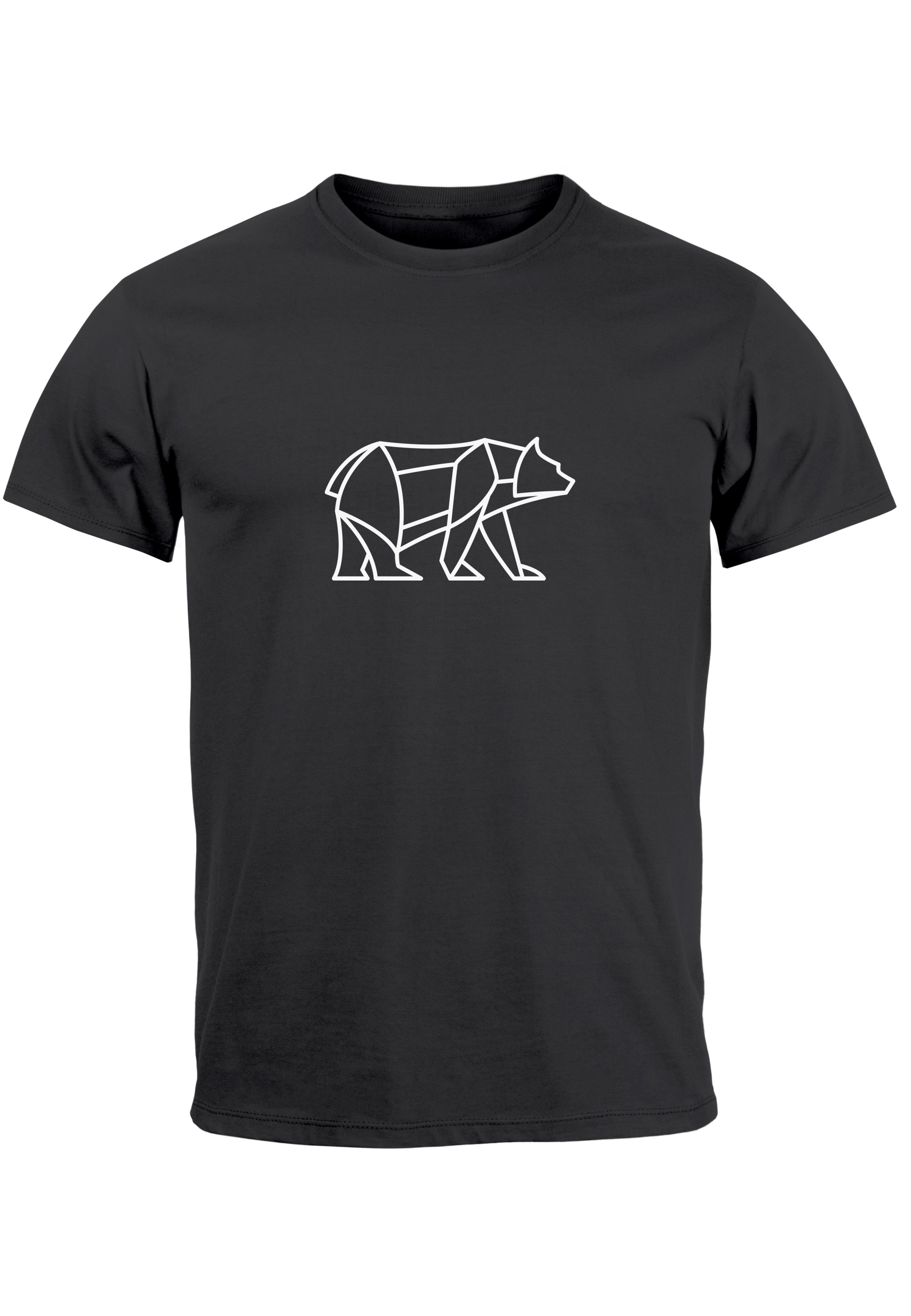 Neverless Print-Shirt Herren T-Shirt Polygon Design Print Bär Bear Tiermotiv Outdoor Fashion mit Print