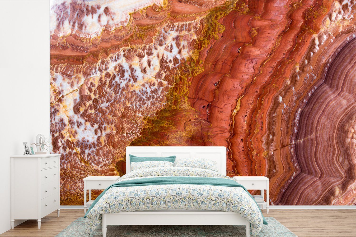 MuchoWow Fototapete Marmor - Naturstein - Textur, Matt, bedruckt, (6 St), Wallpaper für Wohnzimmer, Schlafzimmer, Kinderzimmer, Vinyl Tapete