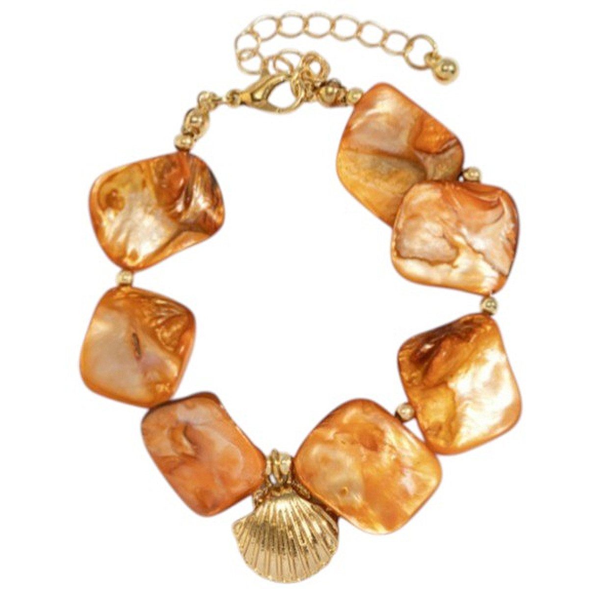 KARMA Armband Damen Damenarmband Perlen Groß Orange od. Blau (Festivalarmband Geschenk für Sie, modern bunt Perlenarmband), Sommer Schmuck Damen Armband