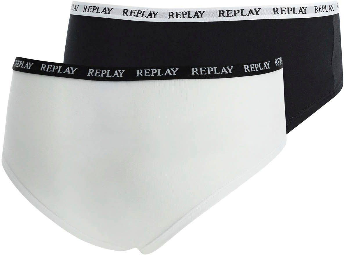 (Packung, Replay 1 Lady 2pcs - Waterfall Style black, 2er-Pack) Bikinislip Culotte pack white