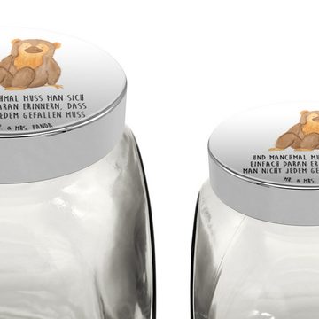 Mr. & Mrs. Panda Vorratsglas XL 2000ml Affe - Weiß - Geschenk, Glasbälter, Gewürzdose, Vorratsdose, Premium Glas, (1-tlg), Herzmotiv