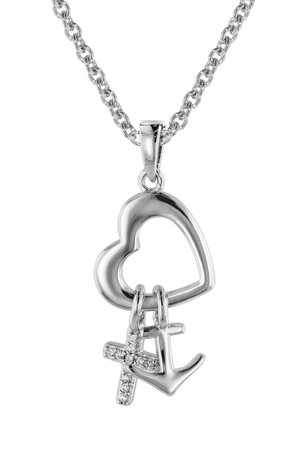 Kette mit Anhänger Glaube Liebe Hoffnung Anhänger mit Silber 925
