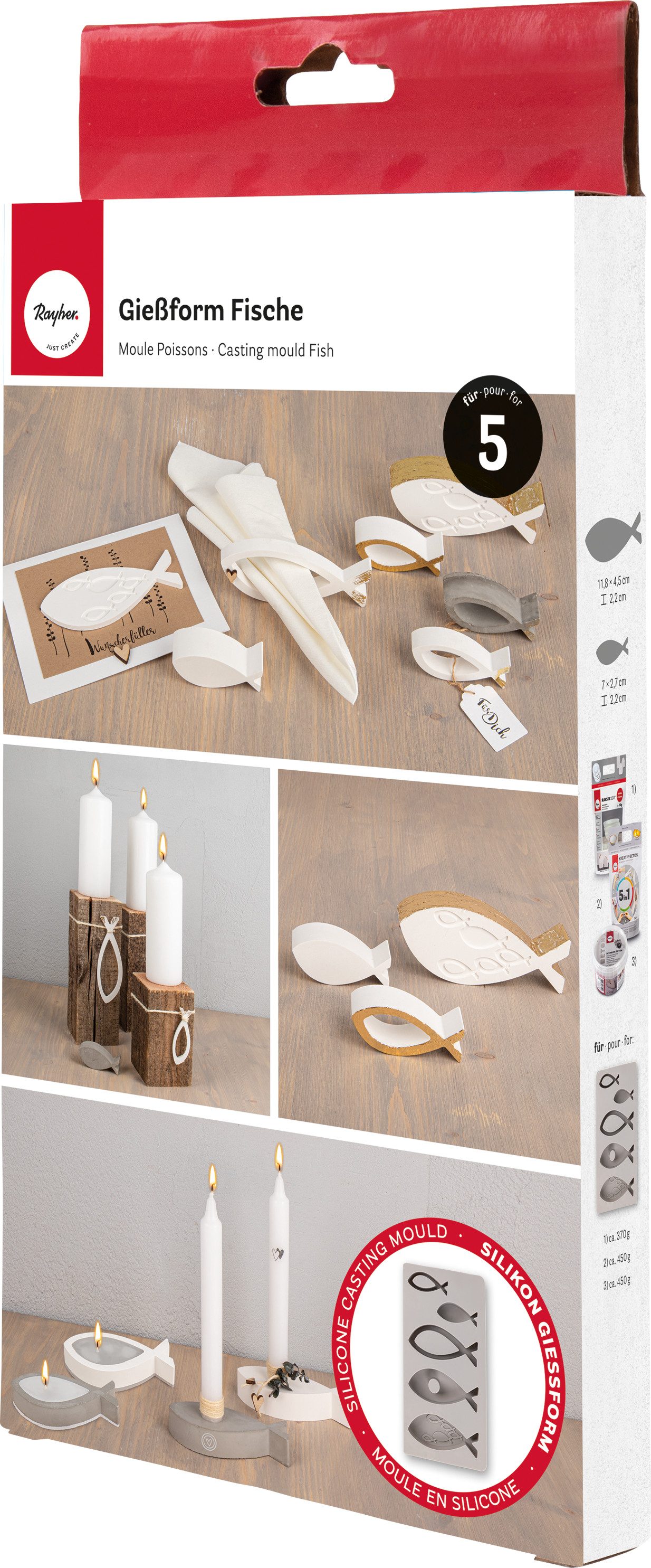 Rayher Modellierwerkzeug Festliche Fische, 5 Motive
