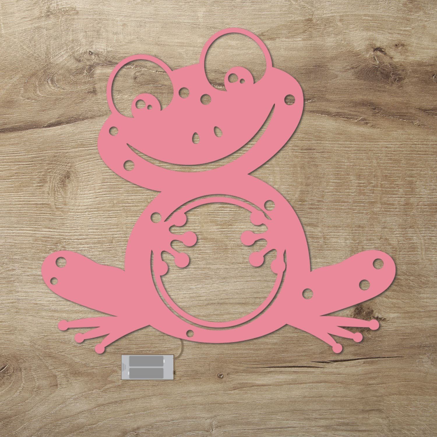 Namofactur LED Dekolicht Frosch - Schlaflicht mit Tier-Motiv für Kleinkinder - Wand Deko Lampe, Ohne Zugschalter/Stern, LED fest integriert, Warmweiß, Wanddekoobjekt Kinderzimmer Leuchte batteriebetrieben Rosa