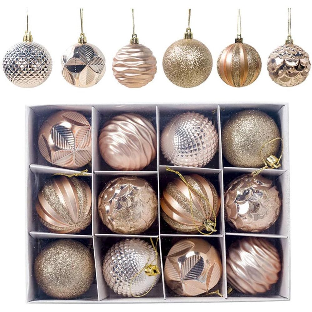 Coonoor Weihnachtsbaumkugel Weihnachtskugeln Weihnachtsdeko 12-teiliges Set, Christbaumschmuck
