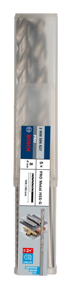 Thumbnail - BOSCH Metallbohrer Pro Metal HSS-G, (5 Stück), 8 x 109 x 165 mm - 5er-Pack