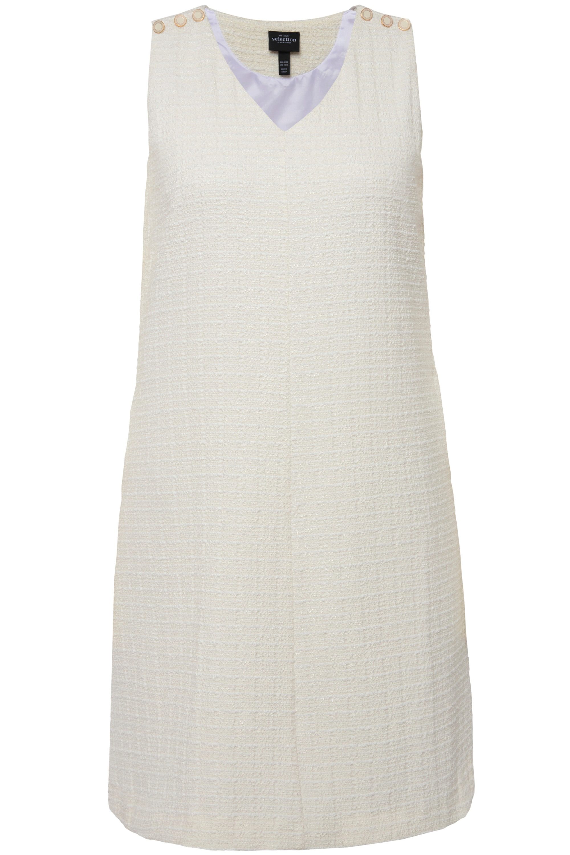 Ulla Popken Midikleid Bouclé-Kleid A-Linie V-Ausschnitt günstig online kaufen