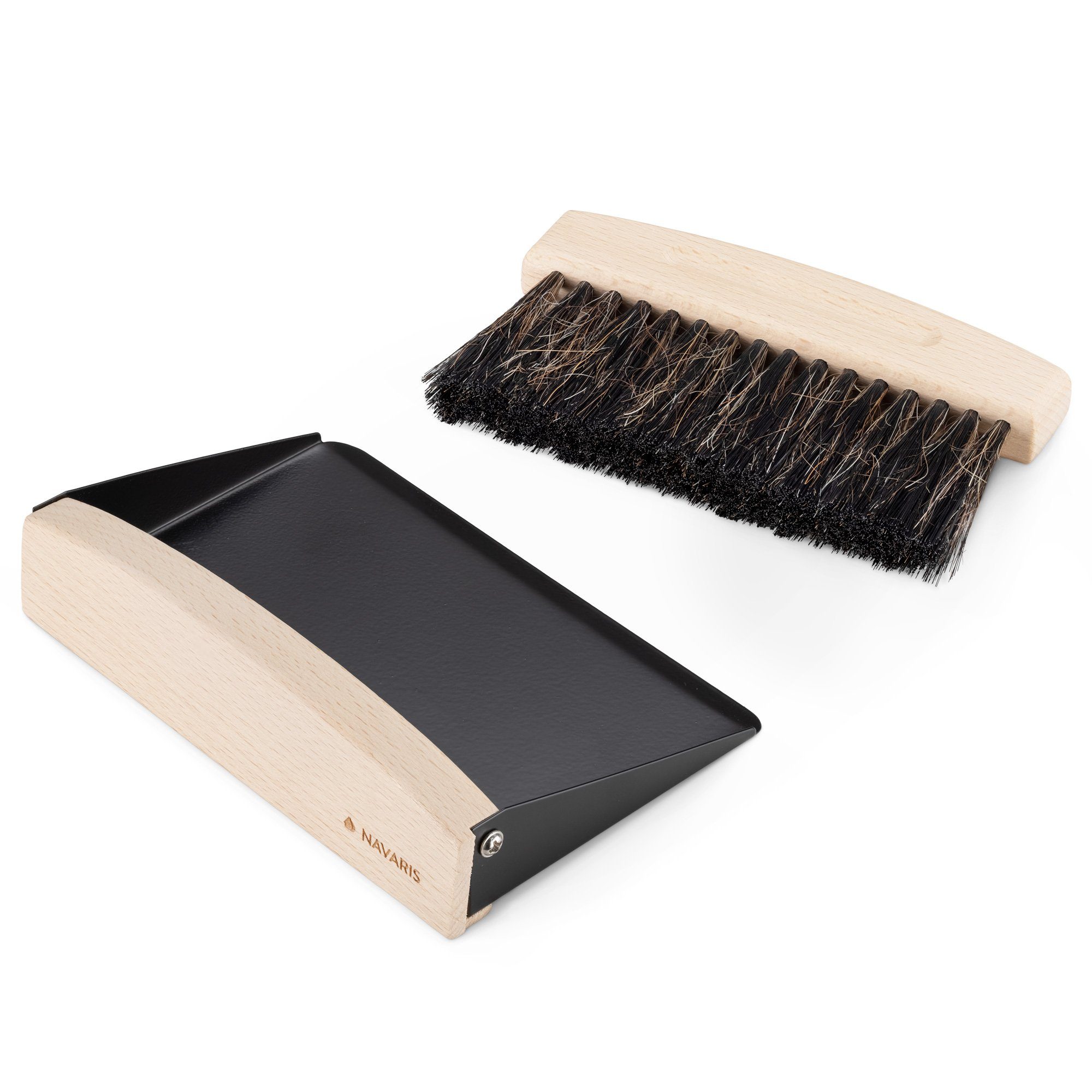 Navaris Staubbesen Tischkehrset aus Holz und Metall - Tischbesen und Schaufel (1-St)