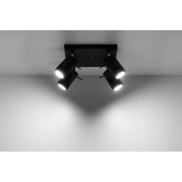 SOLLUX lighting Deckenleuchte Deckenlampe Deckenleuchte RING 4 schwarz, 4x GU10, ca. 25x25x16 cm