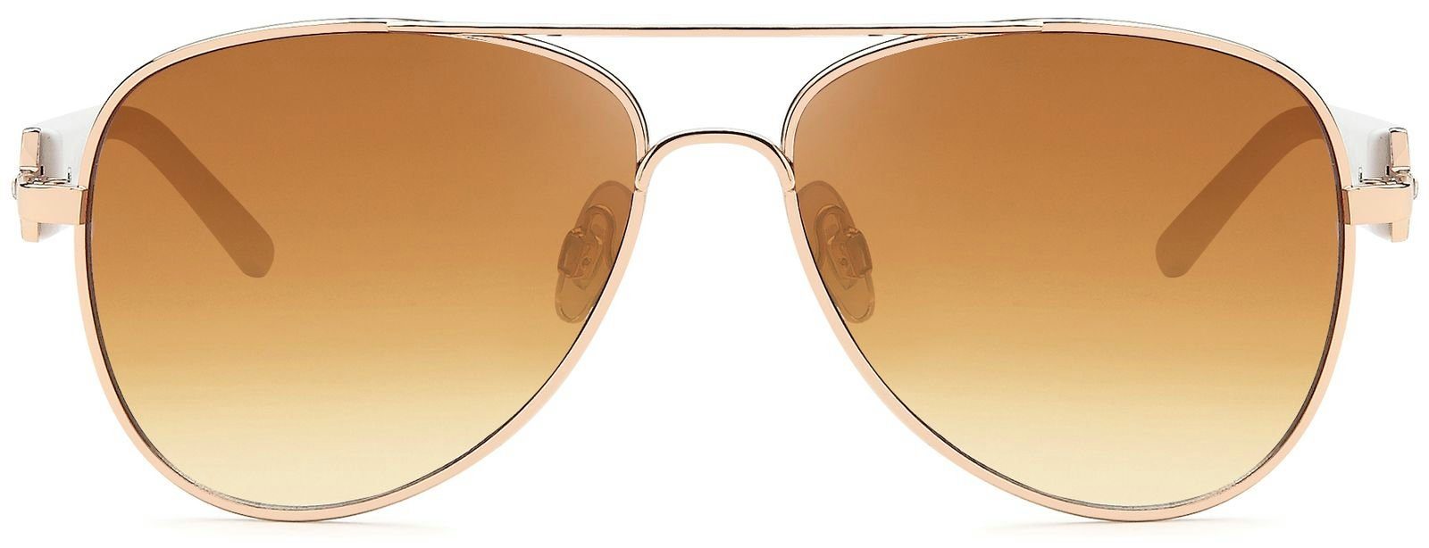 styleBREAKER Sonnenbrille (1-St) Getönt Gold-Weiß Glas Gestell verlaufend / Braun