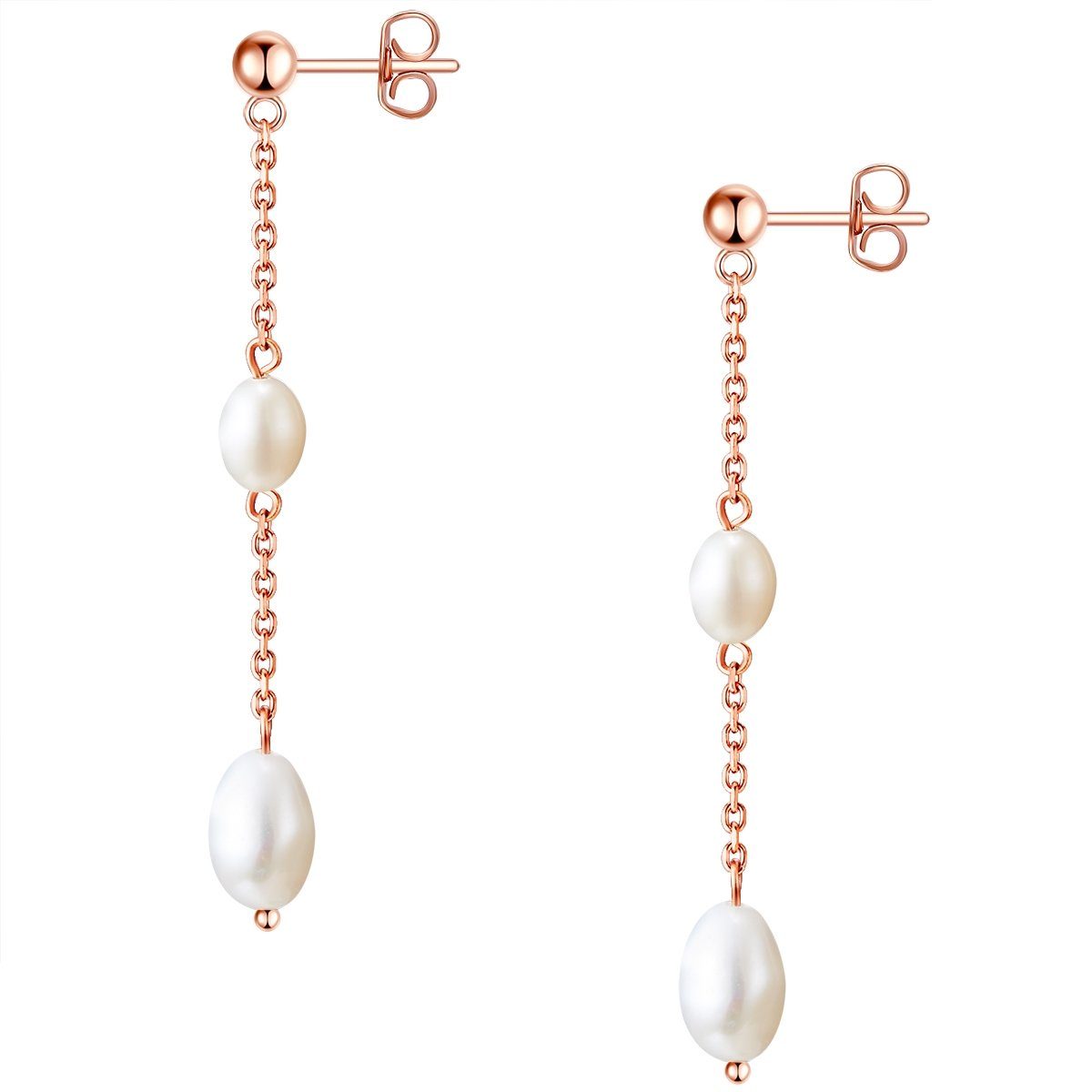 Pearls roségold, Paar mit Ohrhänger Valero Süßwasser-Zuchtperle