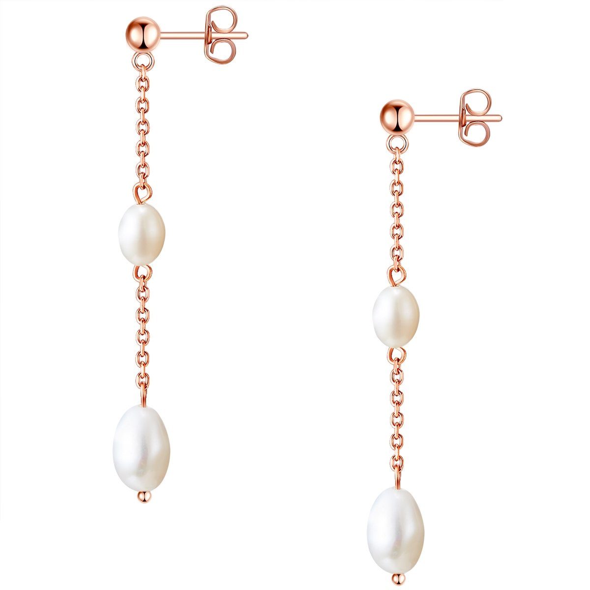 Valero Pearls Paar Ohrhänger roségold, mit Süßwasser-Zuchtperle – Bild 3 von 4