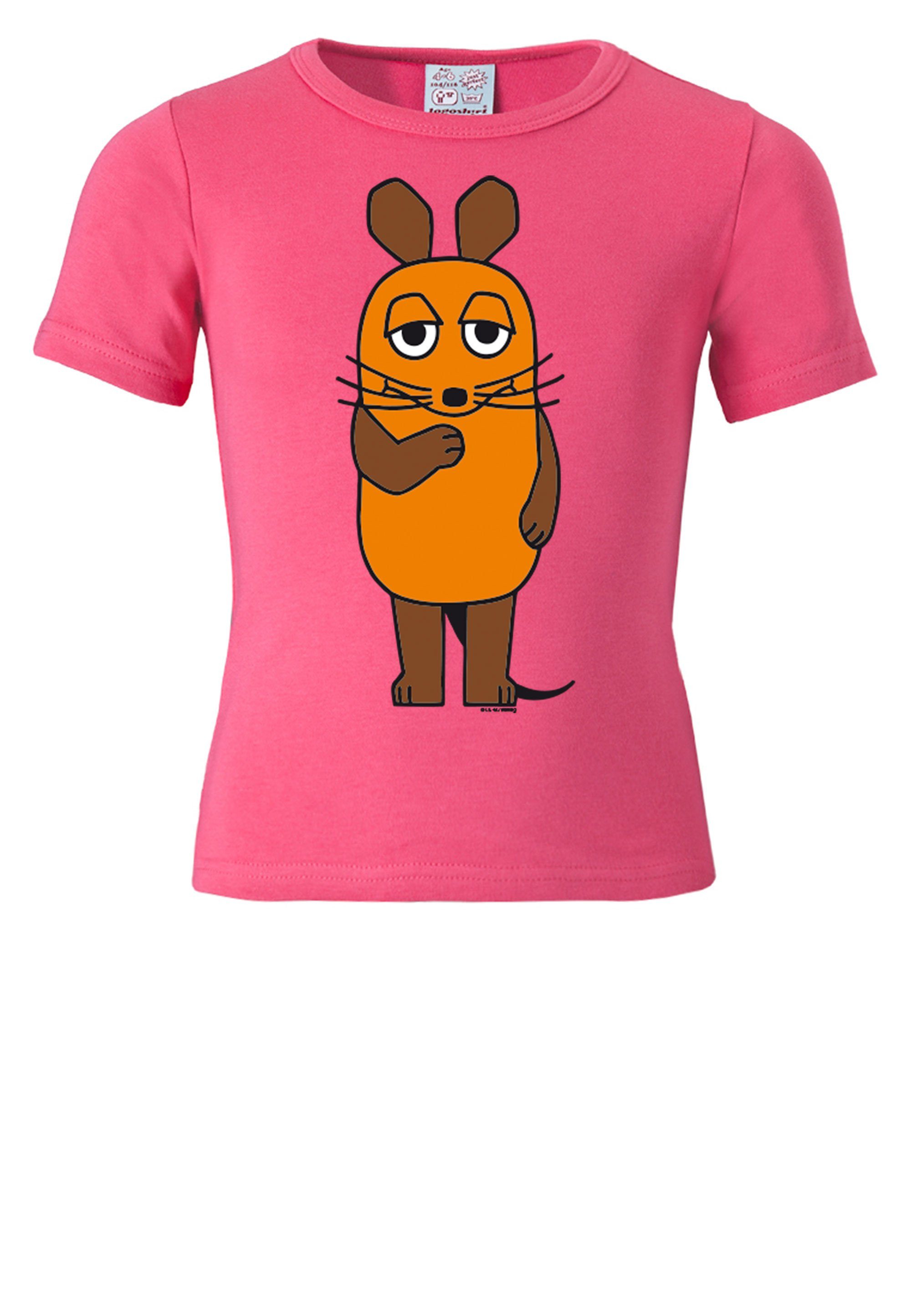 lizenziertem LOGOSHIRT Die Originaldesign mit rosa Maus T-Shirt