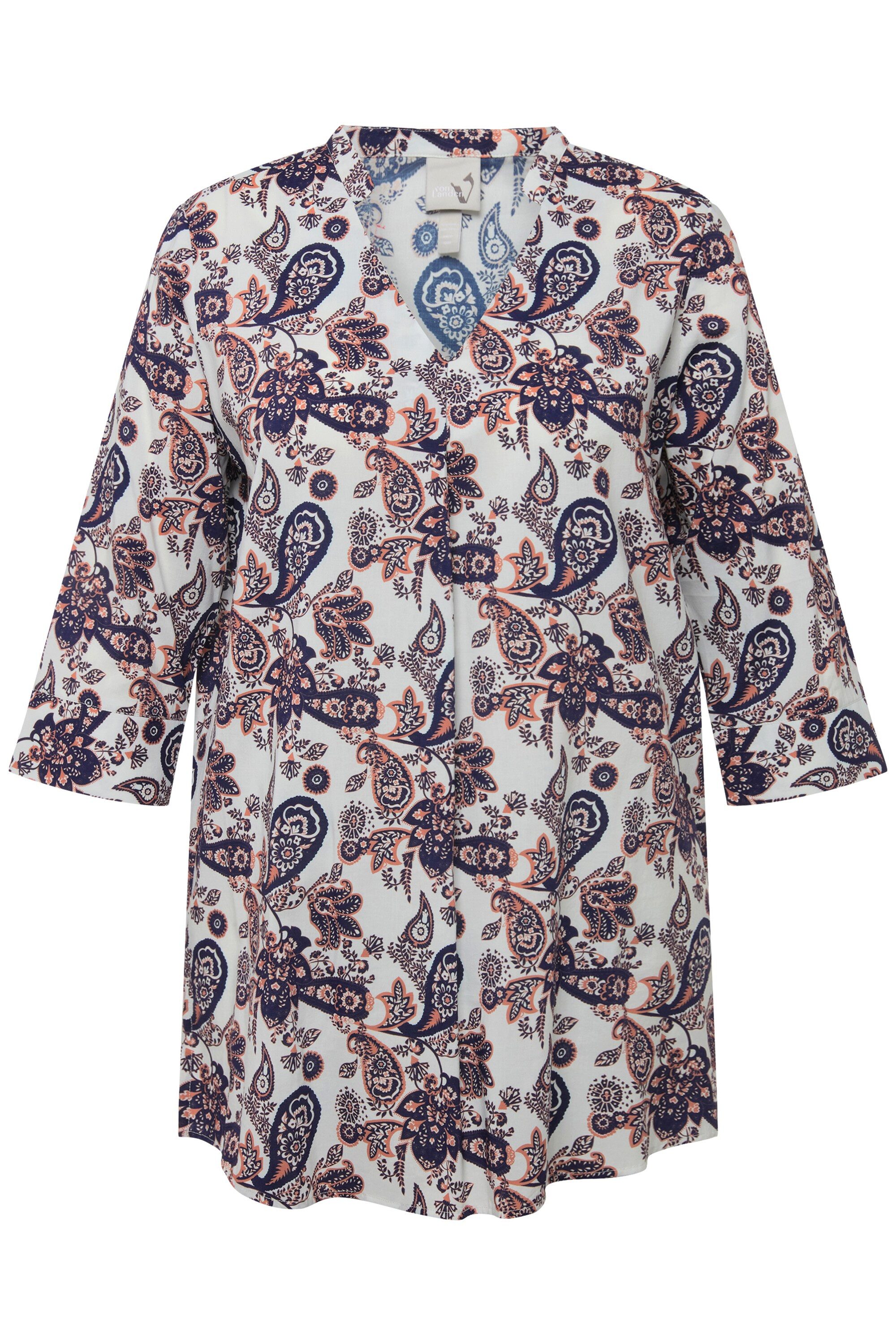 Ulla Popken Longbluse Tunika Paisleymuster V-Ausschnitt günstig online kaufen