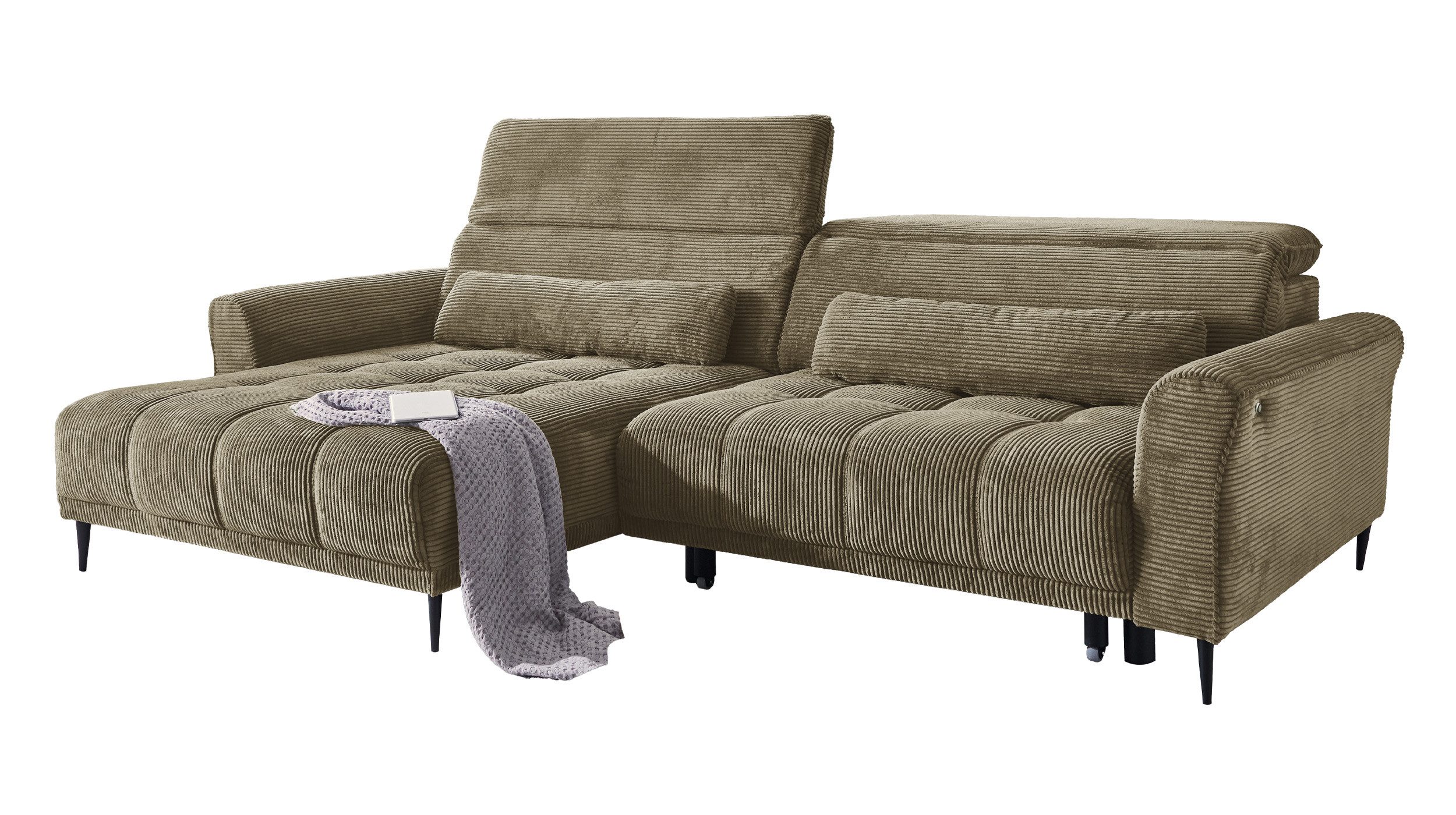 Massivart® Ecksofa LOGAN Cord grau, beige, günstig online kaufen