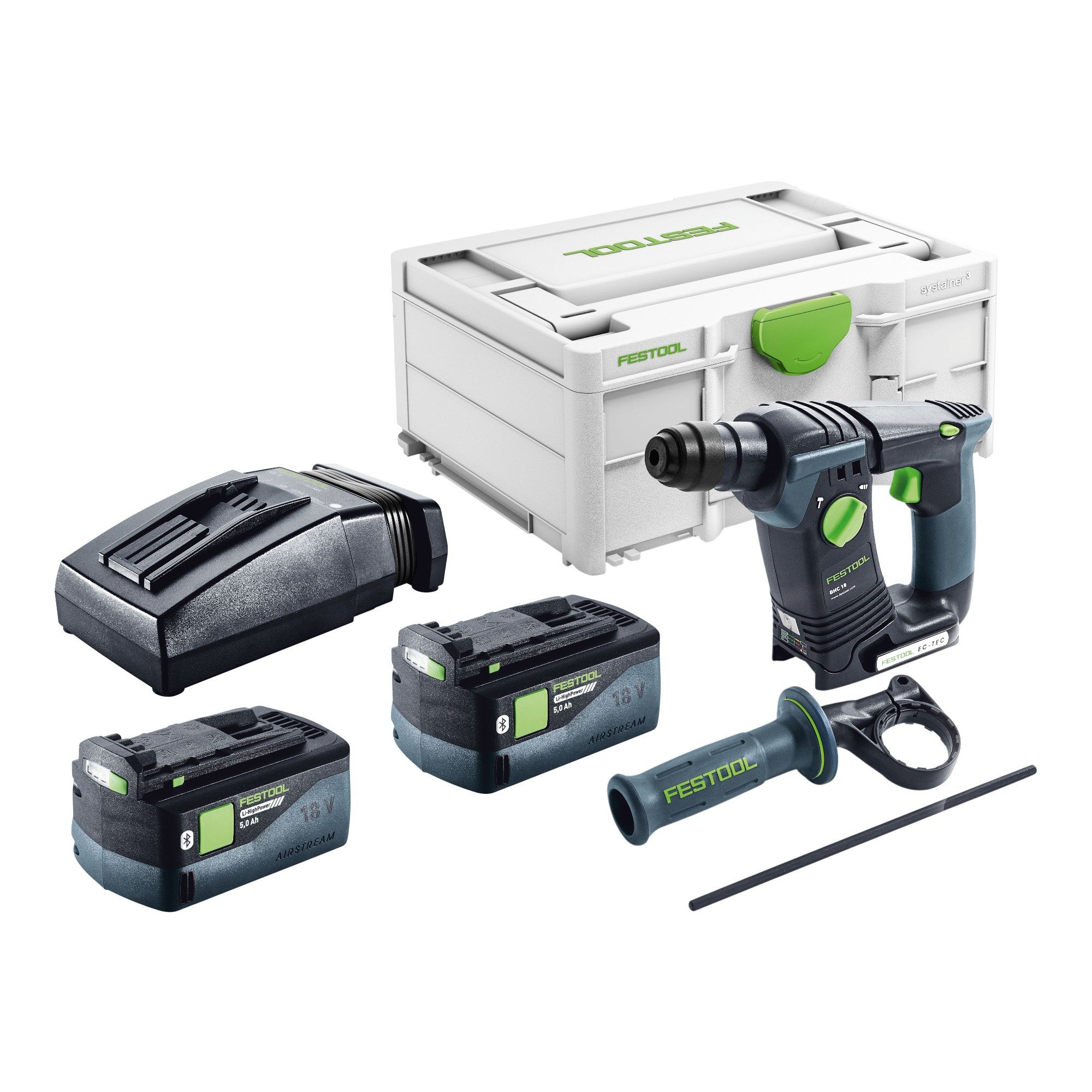 FESTOOL Akku-Bohrhammer BHC 18-Basic 18 V 1,8 J SDS Plus Brushless + 2x Akku 5,0 Ah