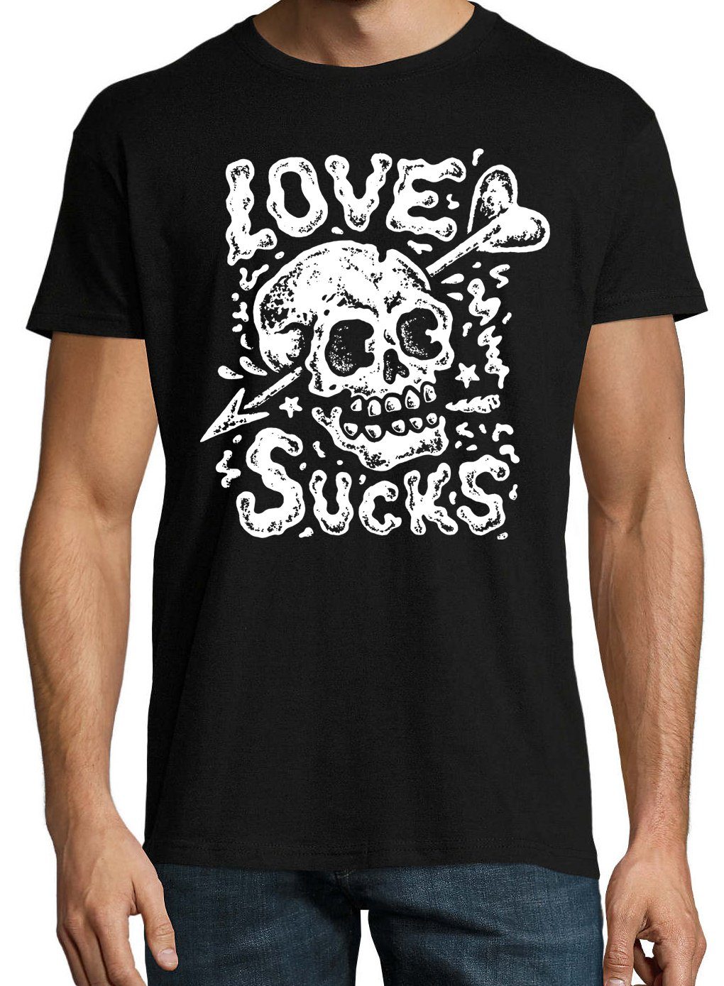 trendigem Sucks" mit Designz Youth Frontprint Herren T-Shirt Shirt Schwarz "Love