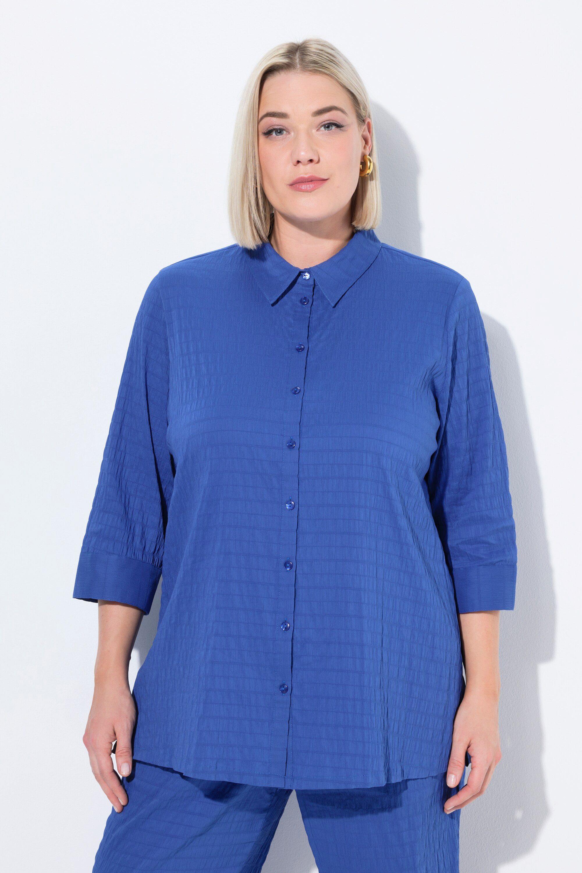 Hemdbluse Bluse Bubble-Qualität Hemdkragen 3/4-Arm