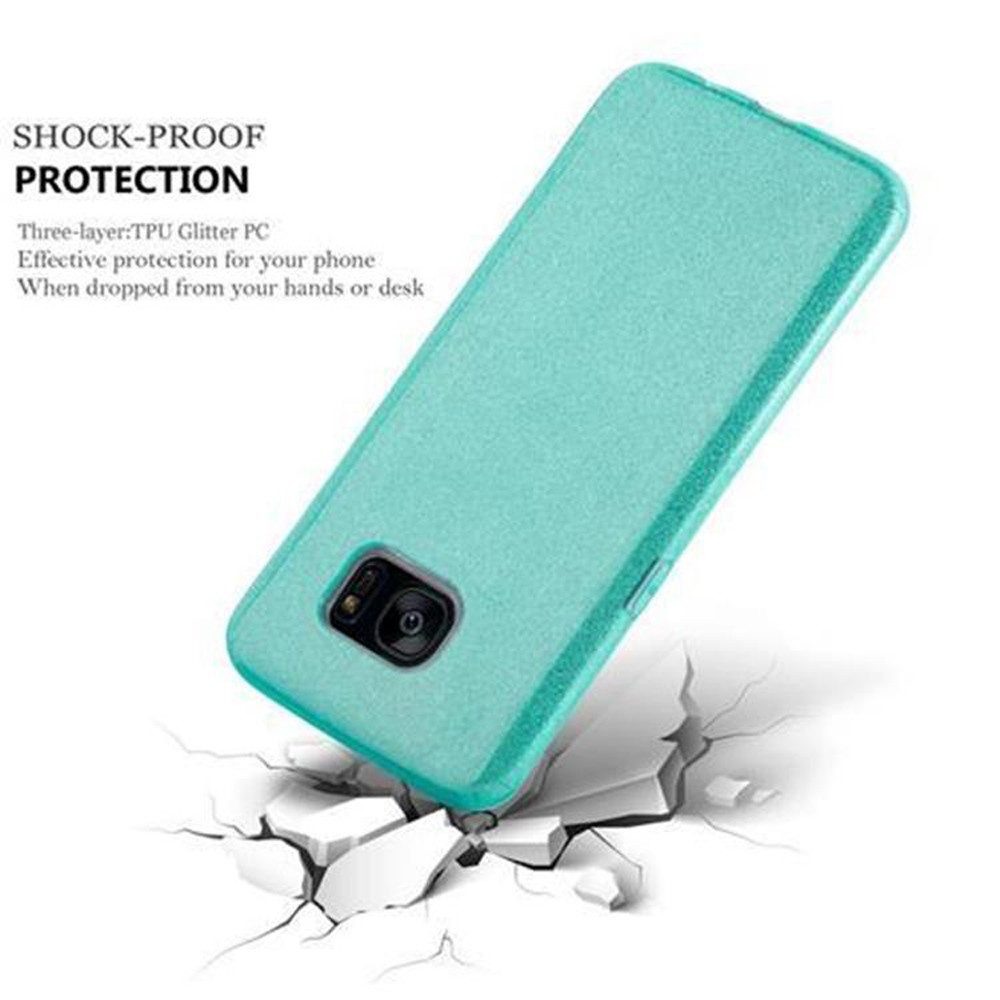 Cadorabo Handyhülle für Samsung Galaxy S7 EDGE Hülle Samsung Galaxy S7 EDGE, Flexible TPU Silikon Handy Schutzhülle - Hülle - mit Glitzer