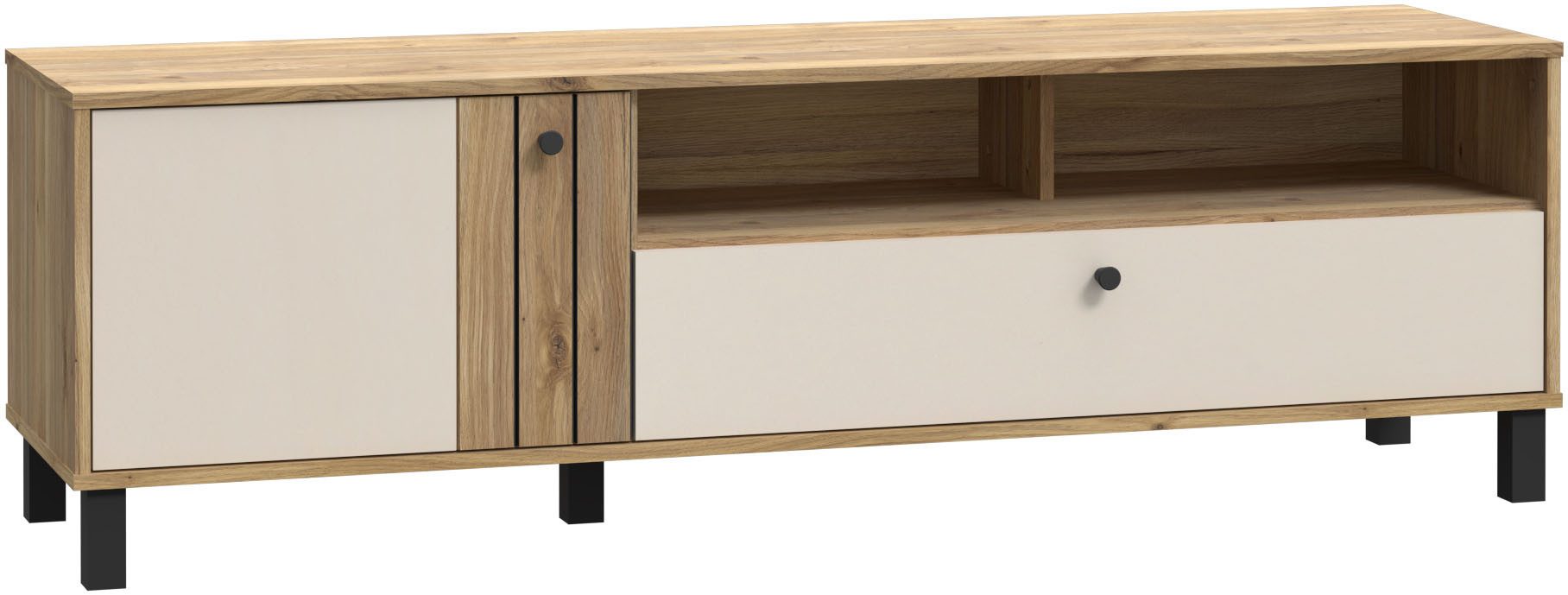 FORTE Lowboard KillarneyTV-Board, TV-Schrank, TV Board, Soft Close, Schublade, offene Fächer