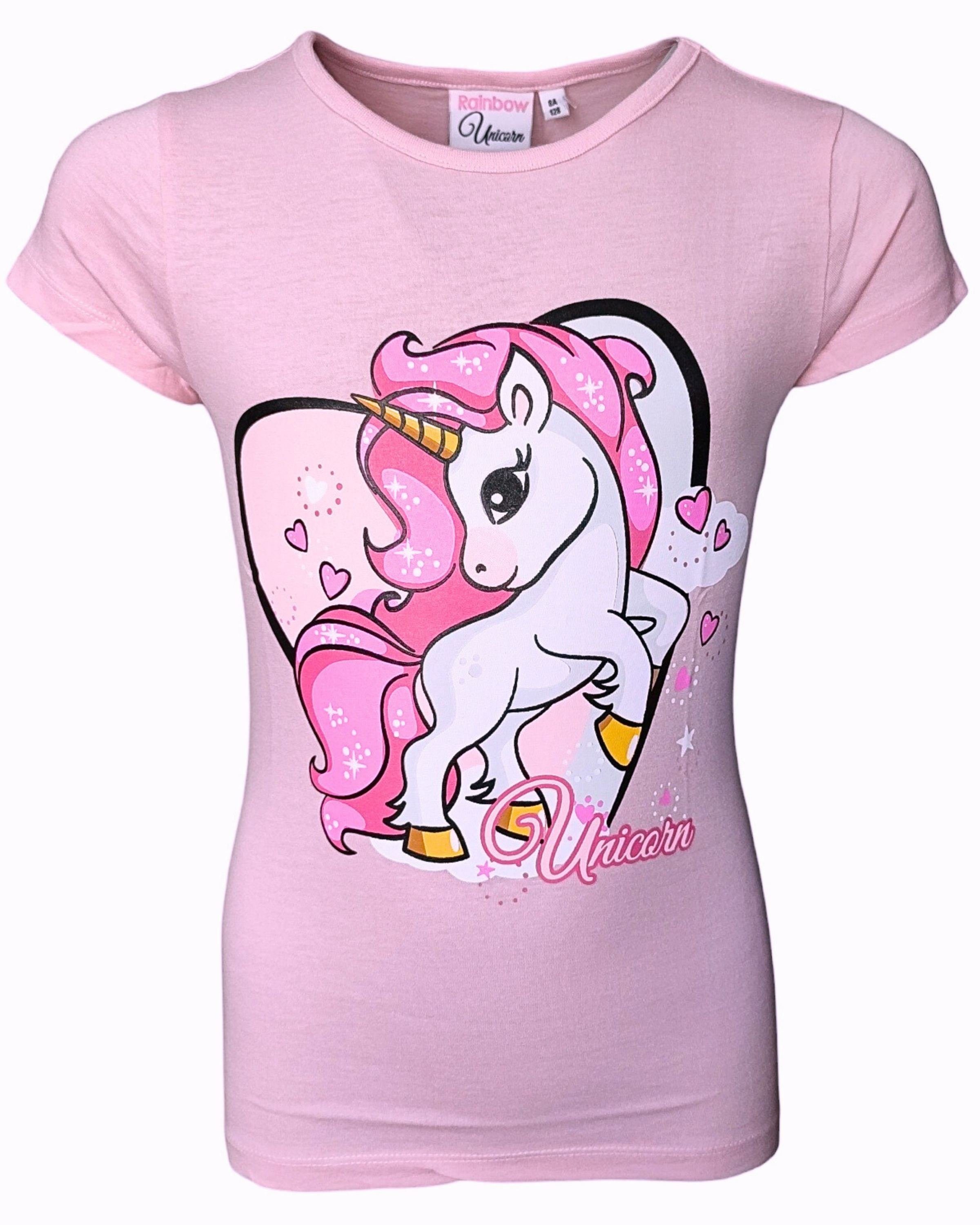 United Essentials T-Shirt Einhorn Mädchen Kurzarmshirt aus Baumwolle Gr. 98 - 128 cm Rosa
