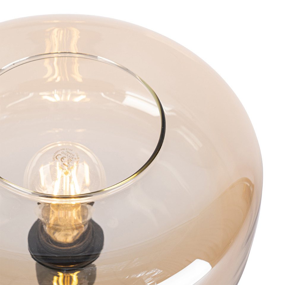 Qazqa Tischleuchte Bizle, ohne Leuchtmittel, E27, Beige, Art Deco, Glas, 1- günstig online kaufen