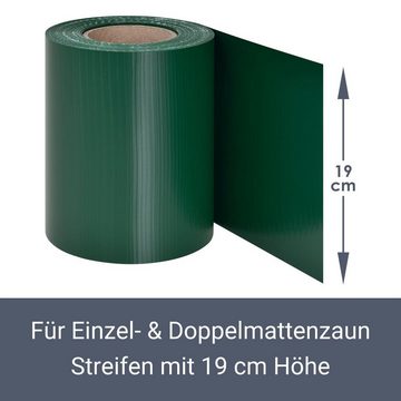 Juskys Sichtschutzstreifen PVC Sichtschutzstreifen, Doppelstabmatten Zaun, 35m x 19 cm, inkl. Clips