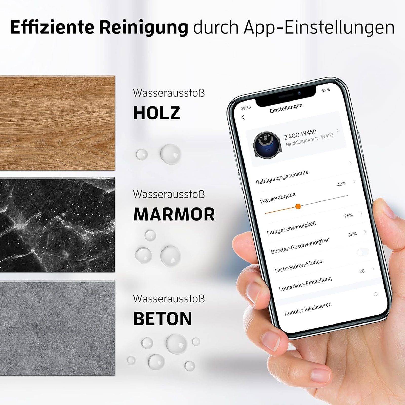 ZACO Saugroboter W450 Saugroboter mit Wischfunktion