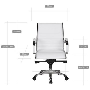 Amstyle Drehstuhl SPM1.236 (SALZBURG 2 Echtleder Weiß Schreibtischstuhl), Bürostuhl XXL 120kg Chefsessel höhenverstellbar
