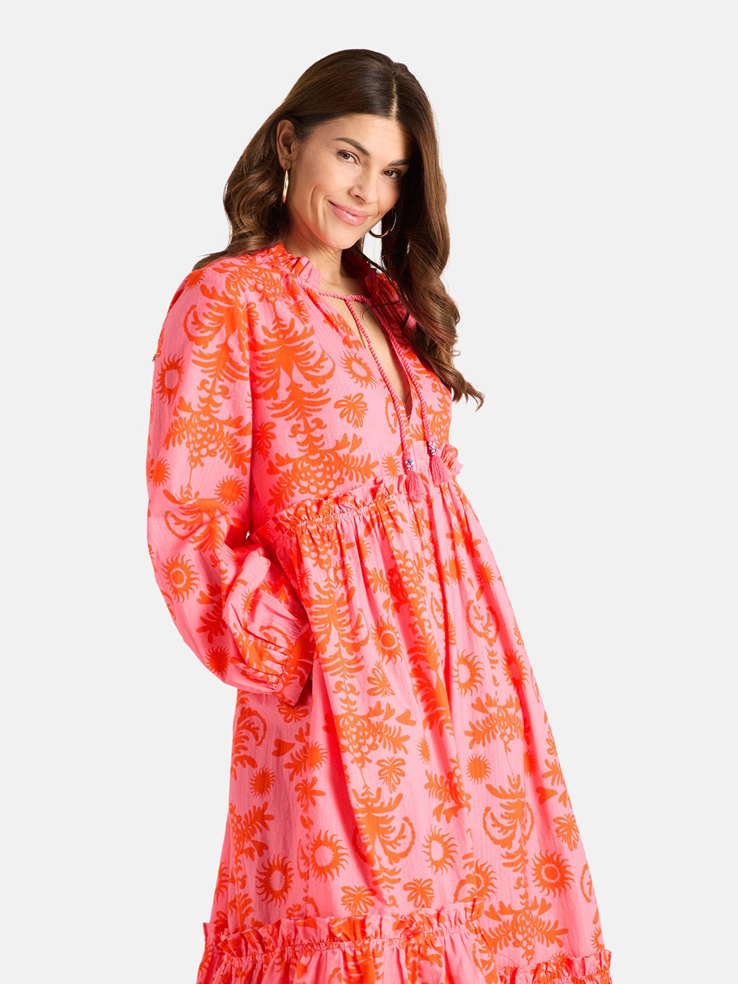 Lieblingsstück Druckkleid EddaL mit Rüschen-Details, Langarm