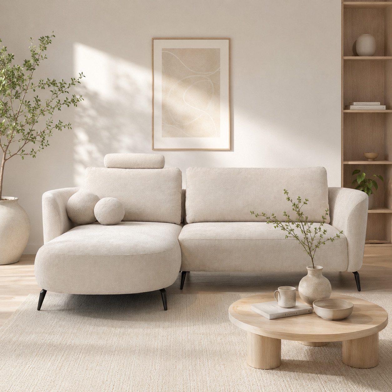 Goldstoff Ecksofa Zenit – L-Form Sofa mit Schlaffunktion, Stauraum & Designer-Look, Einzelsofa mit Schlaffunktion, Bettkasten, Relaxfunktion