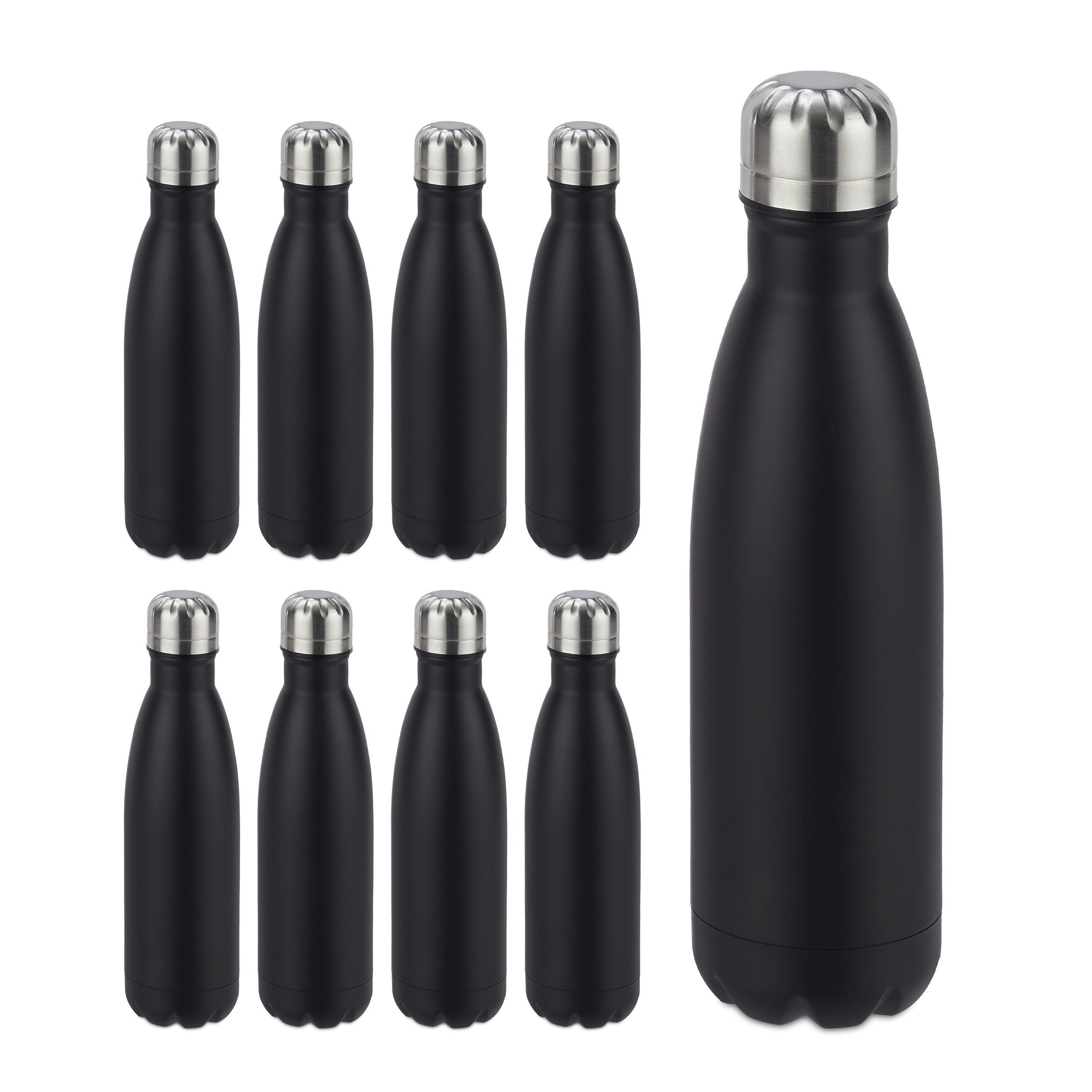 Isolierflasche 9 x Trinkflasche Edelstahl schwarz