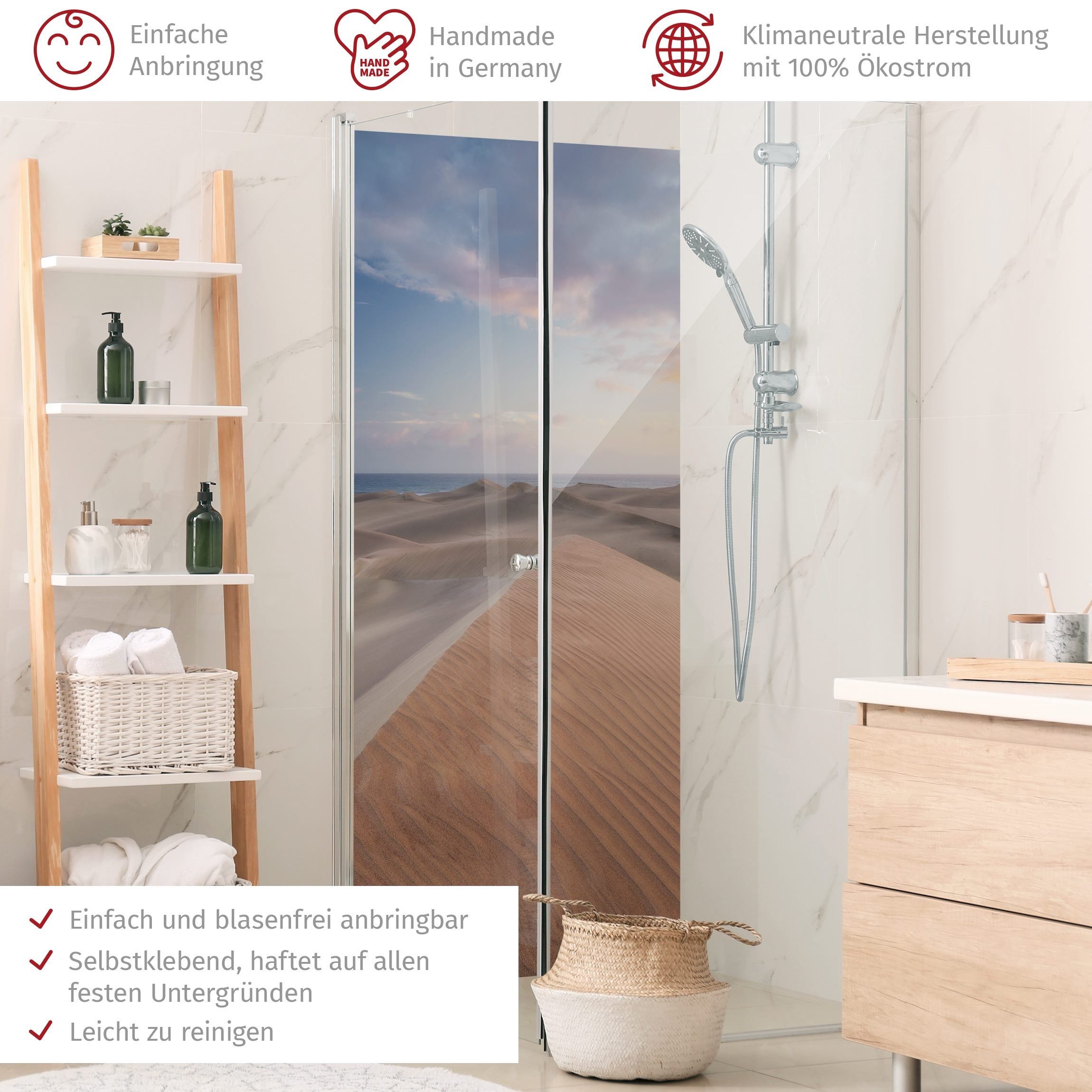 Thumbnail - Bilderdepot24 Badrückwand Strand beige Duschrückwand ohne Bohren Dusche Natur, (1-tlg., Hart-Folie Smart matt 0,35 mm), ...