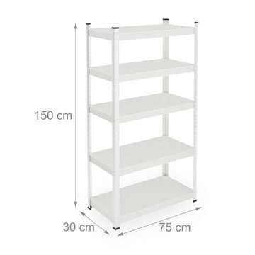 relaxdays Schwerlastregal Weißes Schwerlastregal Metall 5 Ebenen