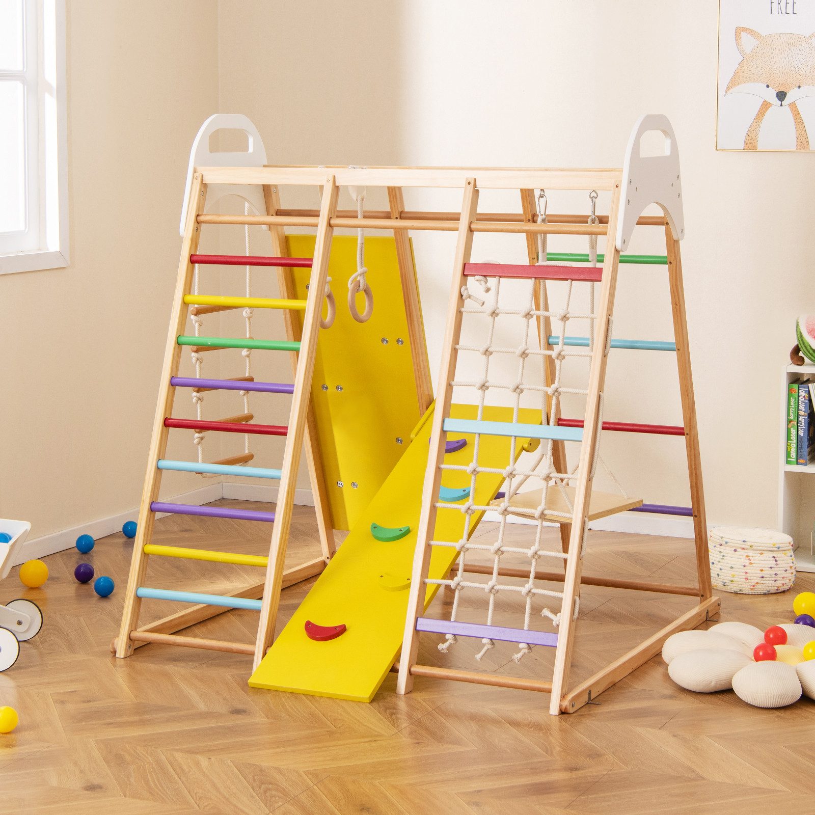 COSTWAY Klettergerüst, (1-St), Spielplatz, Kletterspielzeug, Holz, für Kind günstig online kaufen