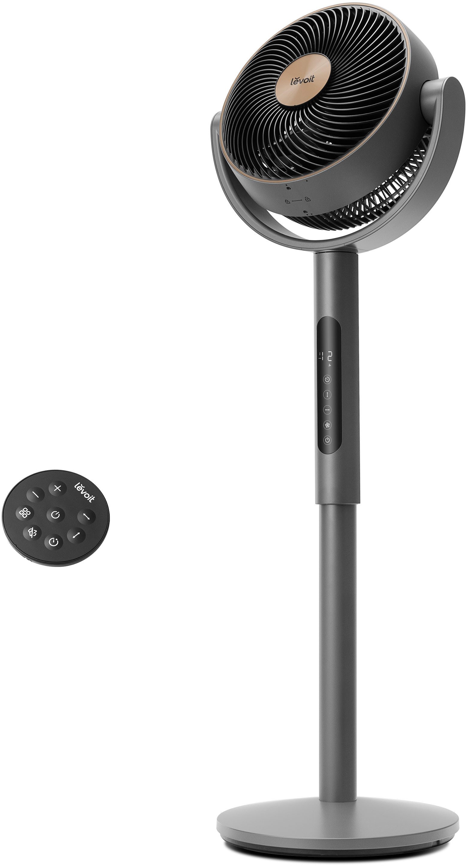 Levoit Standventilator Pedestal Air Circulator Fan, Fernbedienung, 12 Lüftergeschwindigkeiten, höhenverstellbar