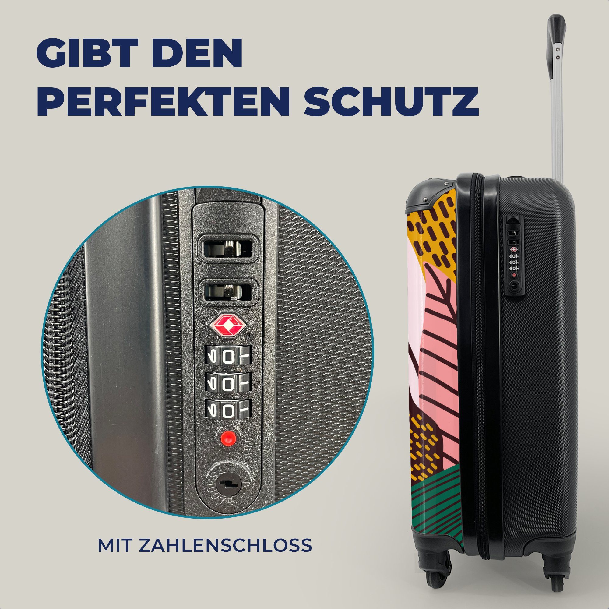 MuchoWow Handgepäckkoffer Trolley Extra Leicht Blätter - Farbe - Muster, 4 Rollen, Handgepäck Kinder Trolley Rollkoffer Kleine Reisekoffer mit 4 Rollen - Cabin Size < 55x40x23 & 55x40x20 cm - Kinderkoffer - Kabinenkoffer - Boardgepäck