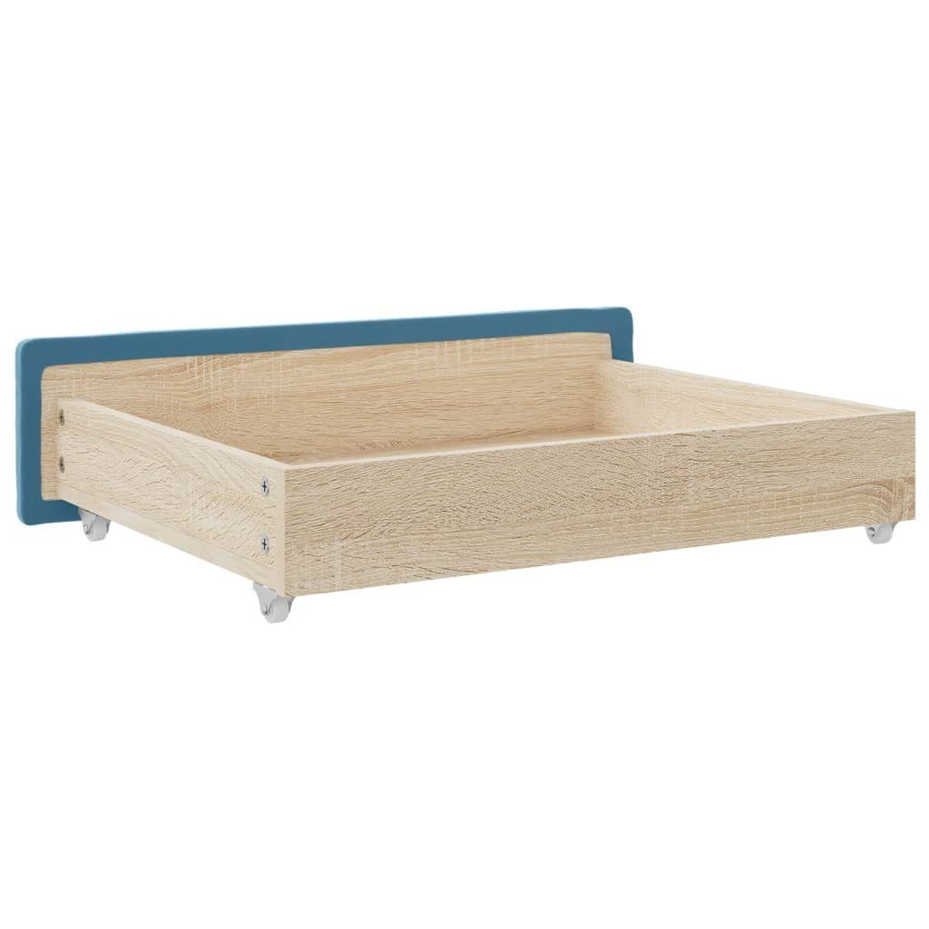 Blau 2 Bettschubladen und vidaXL Stk. Holzwerkstoff Samt Bettschubkasten