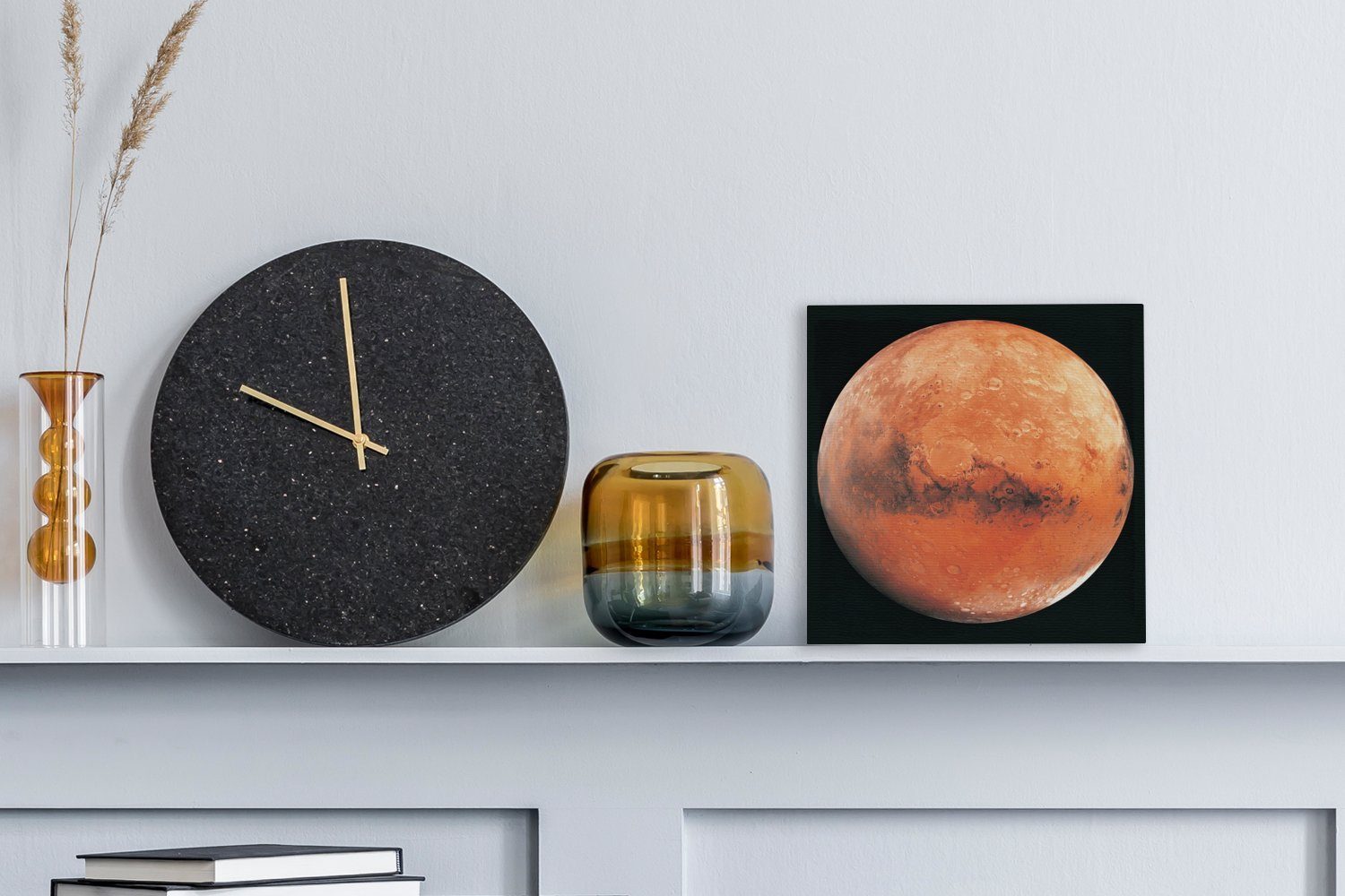 Planet Wohnzimmer Hintergrund, für Schlafzimmer Bilder Leinwand Der Mars einem Leinwandbild vor OneMillionCanvasses® St), schwarzen (1