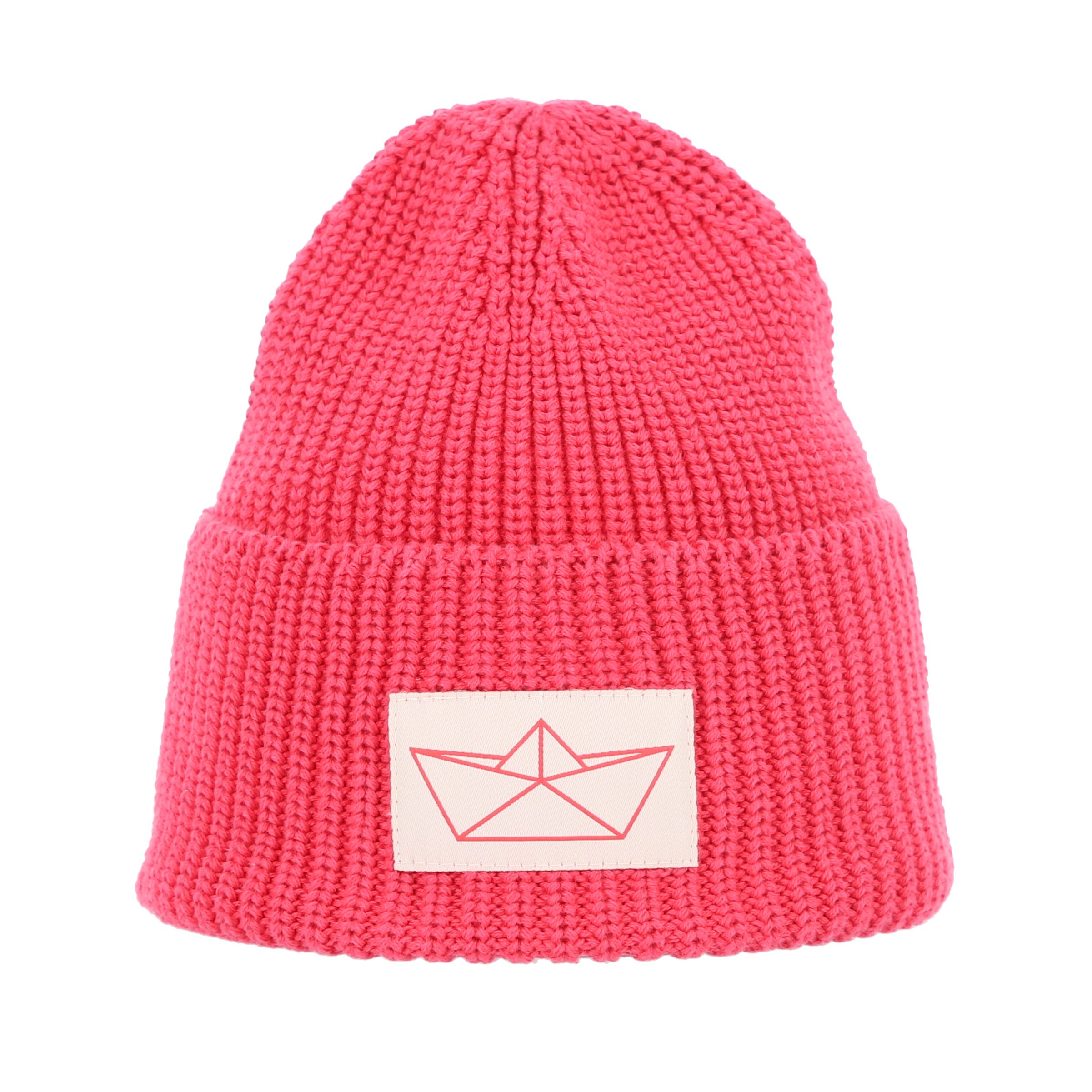 halsüberkopf Accessoires Strickmütze Mütze Maritim mit breitem Umschlag und Badge mit Bio-Baumwolle
