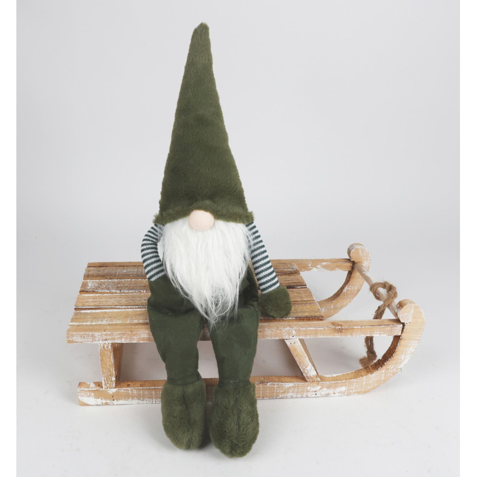BURI Dekofigur Weihnachtswichtel Kantenhocker 66cm mit Filzhose Weihnachtsfigur Deko