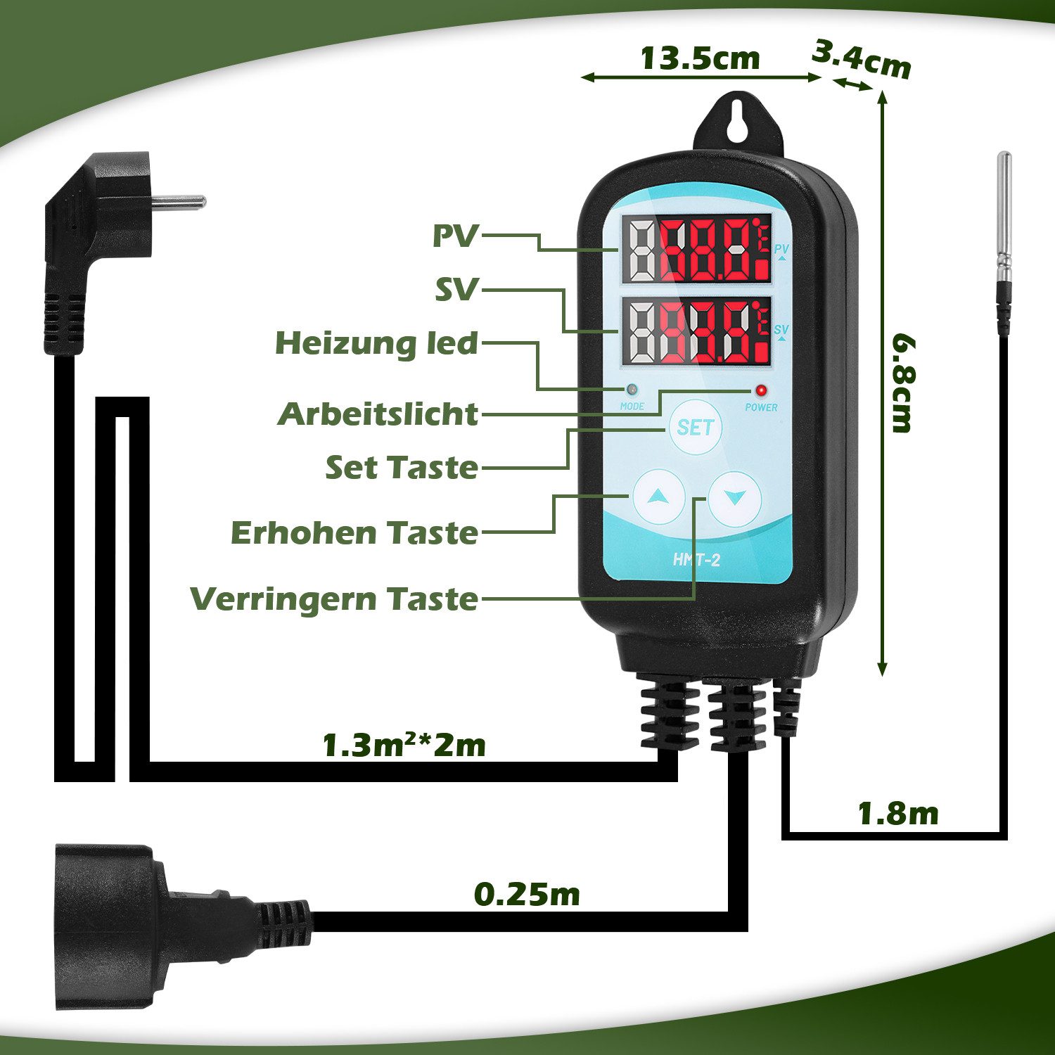 Clanmacy Heizgerät Gewächshausheizung mit Temperaturregler Elektrische Stabheizung 60W, 60 W – Bild 3 von 5