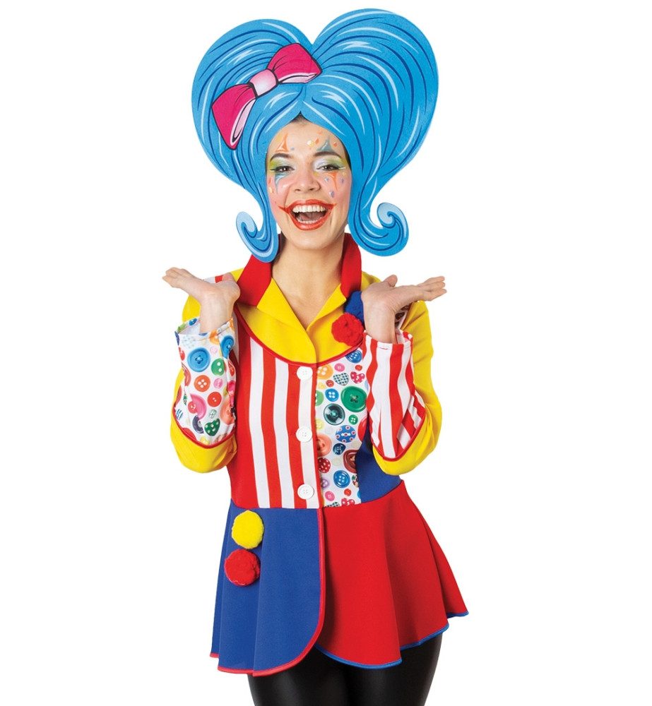 Fries Clown-Kostüm Damen Clown Jacke Pompom Bunt Karneval Fasching, Hohe Qu günstig online kaufen