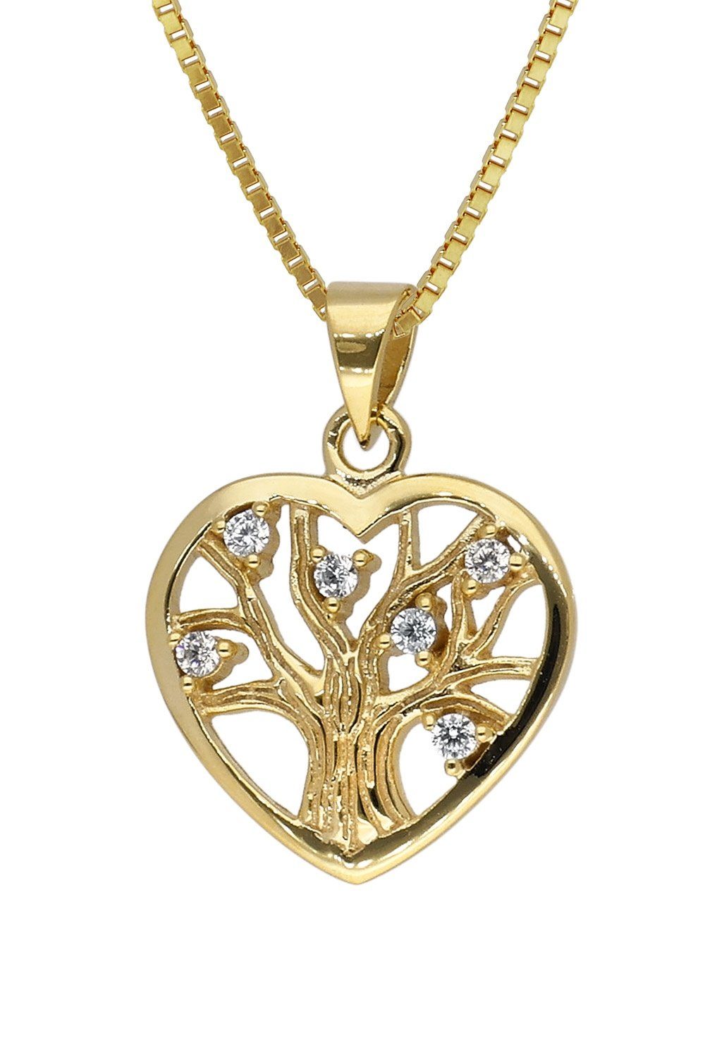 trendor Kette mit Anhänger Anhänger Lebensbaum Gold 333/8K mit goldplattier günstig online kaufen