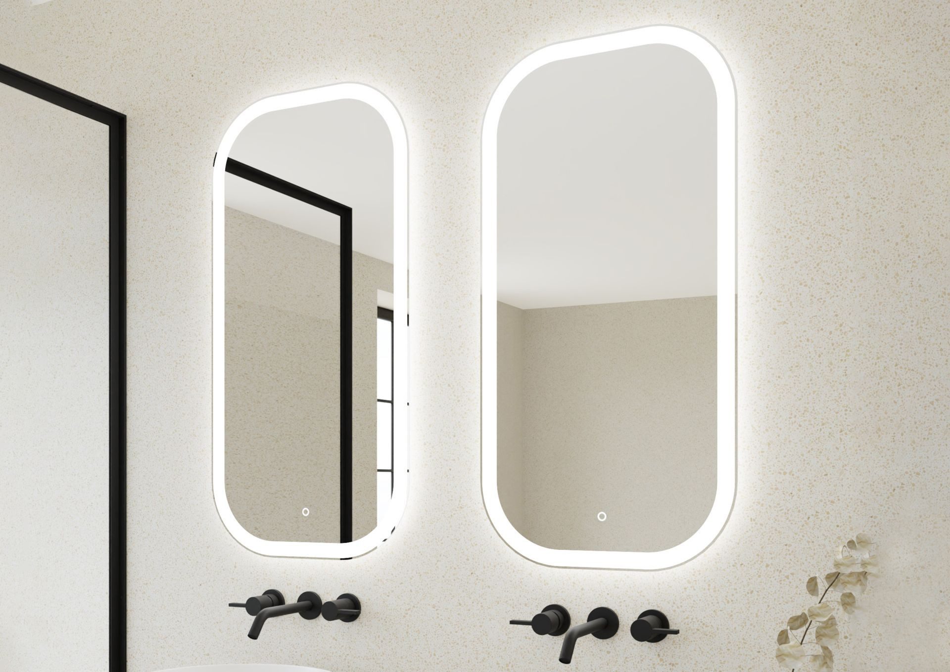 Intarbad Badspiegel Design Spiegel mit Beleuchtung oval, neutralweißes Licht (100 x 50cm, abgerundete Ecken, LED-Spiegel mit Touch-Schalter, direkte & indirekte Beleuchtung, hochwertig geschliffene Kanten), Badezimmerspiegel, Made in Germany