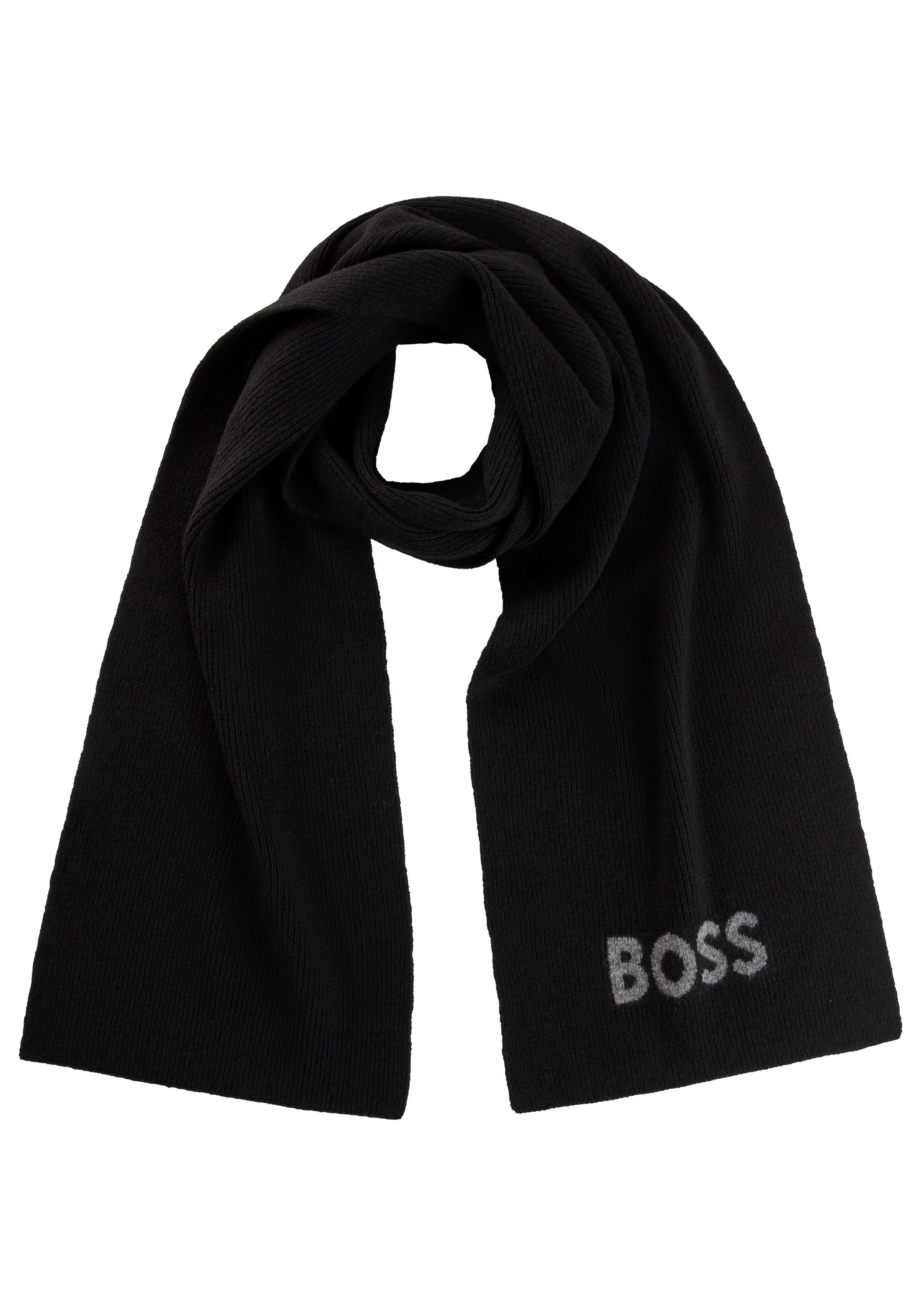 BOSS Schal Elios Scarf, mit Logoschriftzug, unifarben
