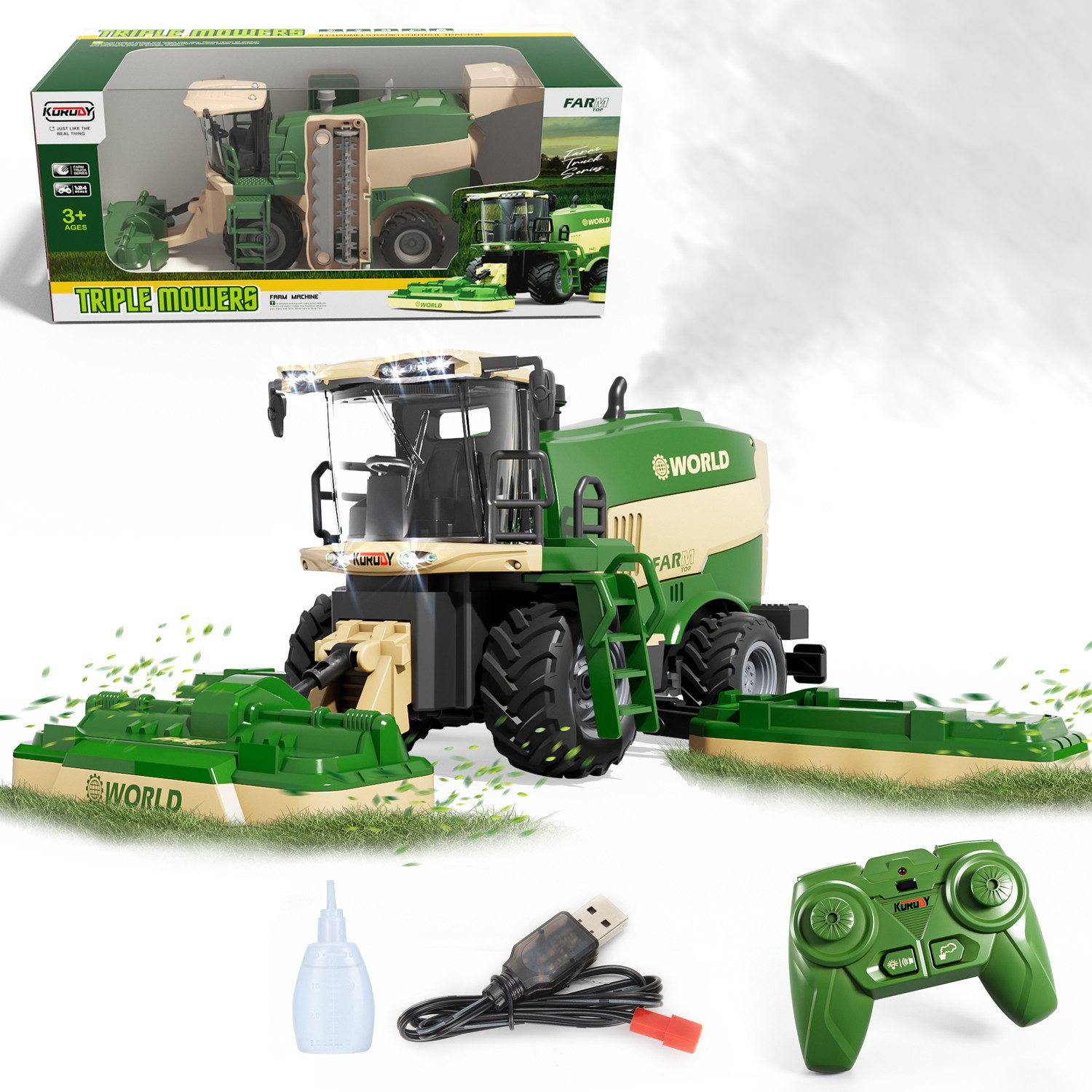 Esun RC-Traktor RC Mähwerk Spielzeug, Ferngesteuerter Mähdrescher Ferngesteuert Kinder (SET, Komplettset), 2.4 GHz Ferngesteuerter Traktor Ferngesteuert