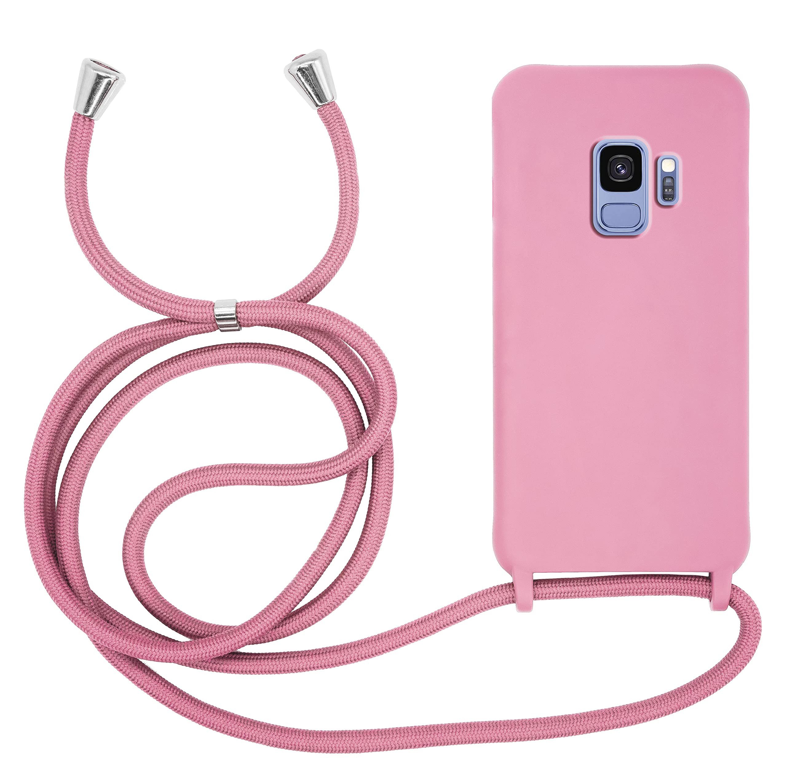 MyGadget Handyhülle Handykette für für Samsung Galaxy S9, mit Handyband zum Umhängen Kordel Schnur Case Schutzhülle Rosa