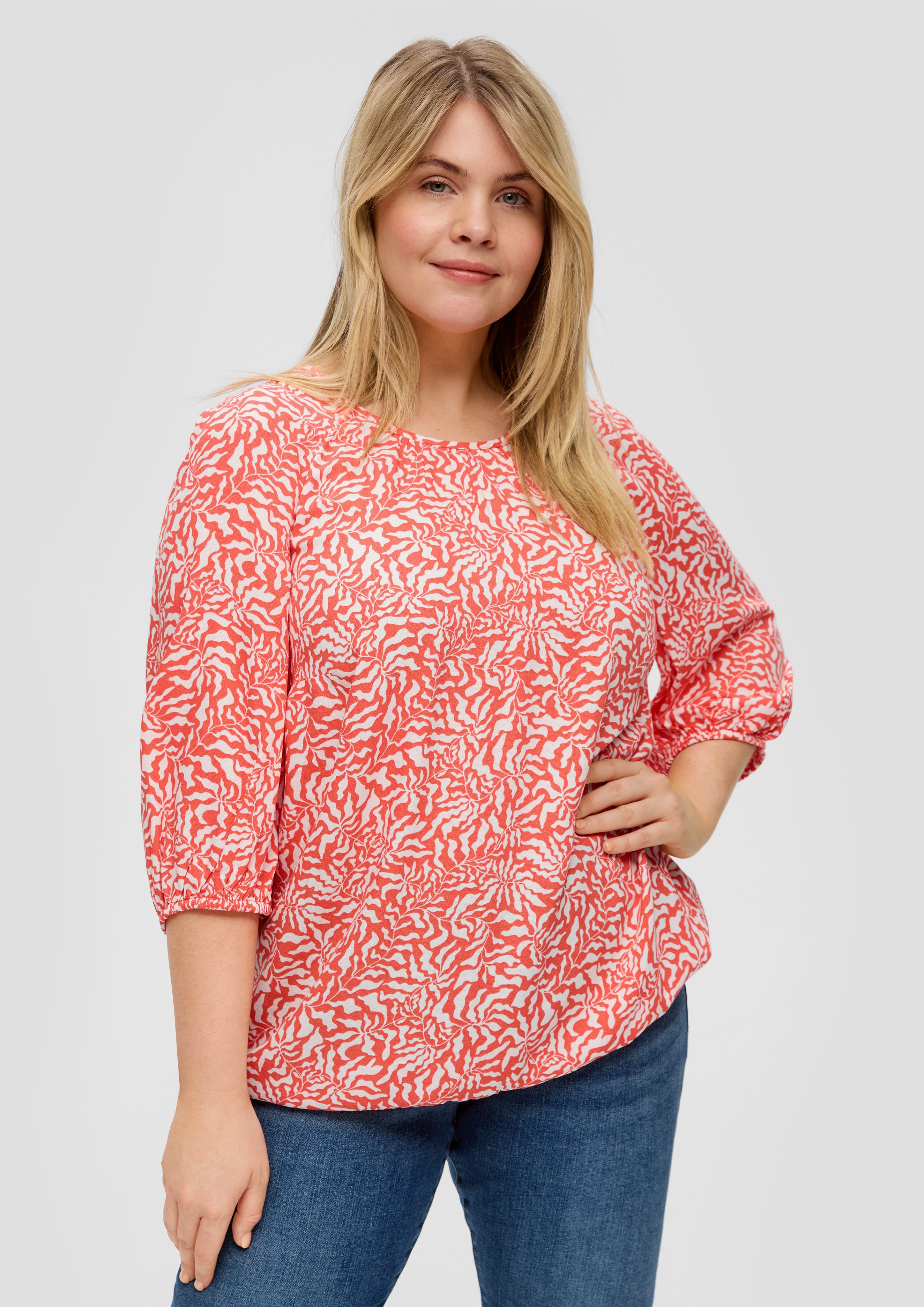 Langarmbluse Viskosebluse in O-Shape